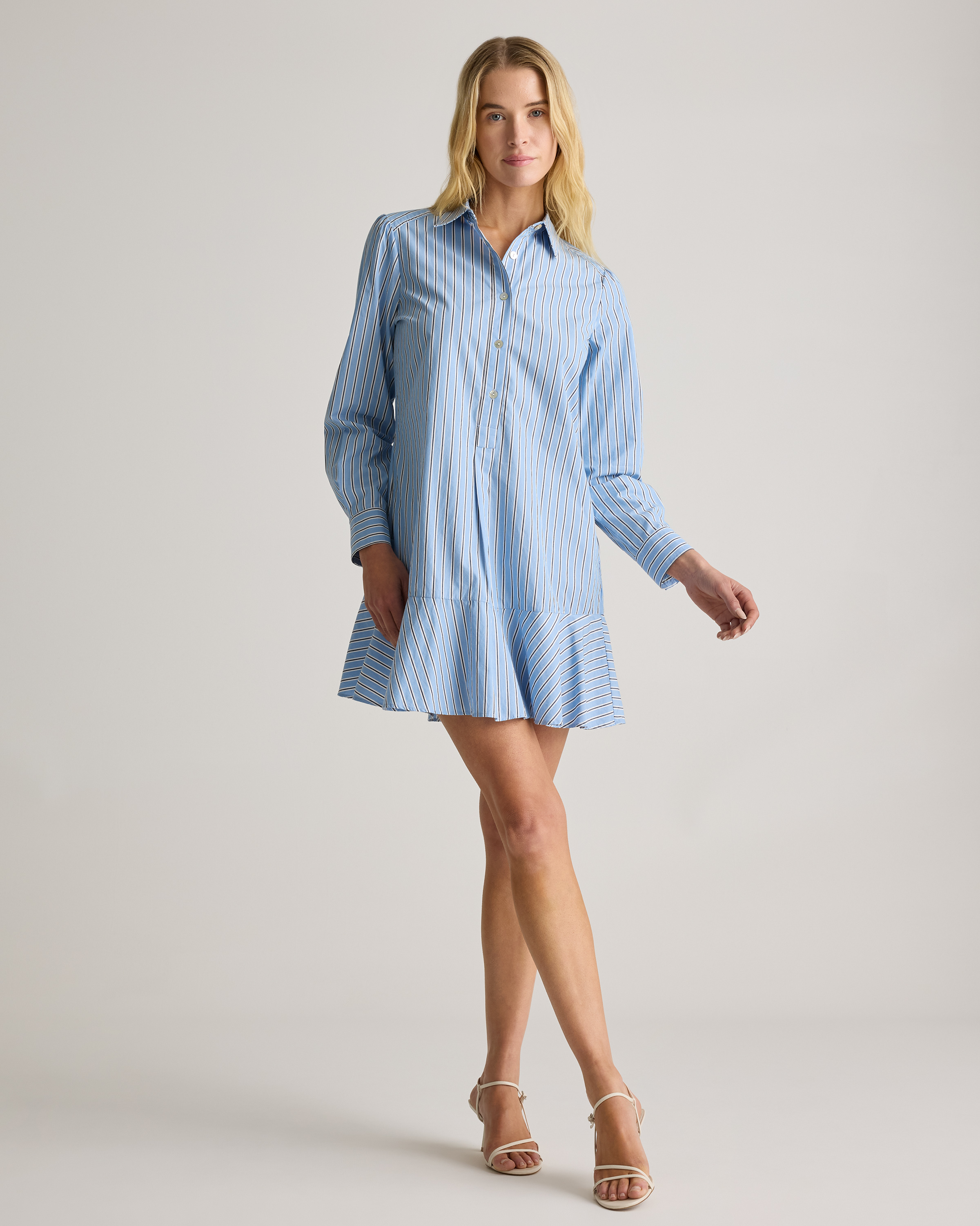 100% Organic Cotton Poplin Drop Waist Shirt Dress