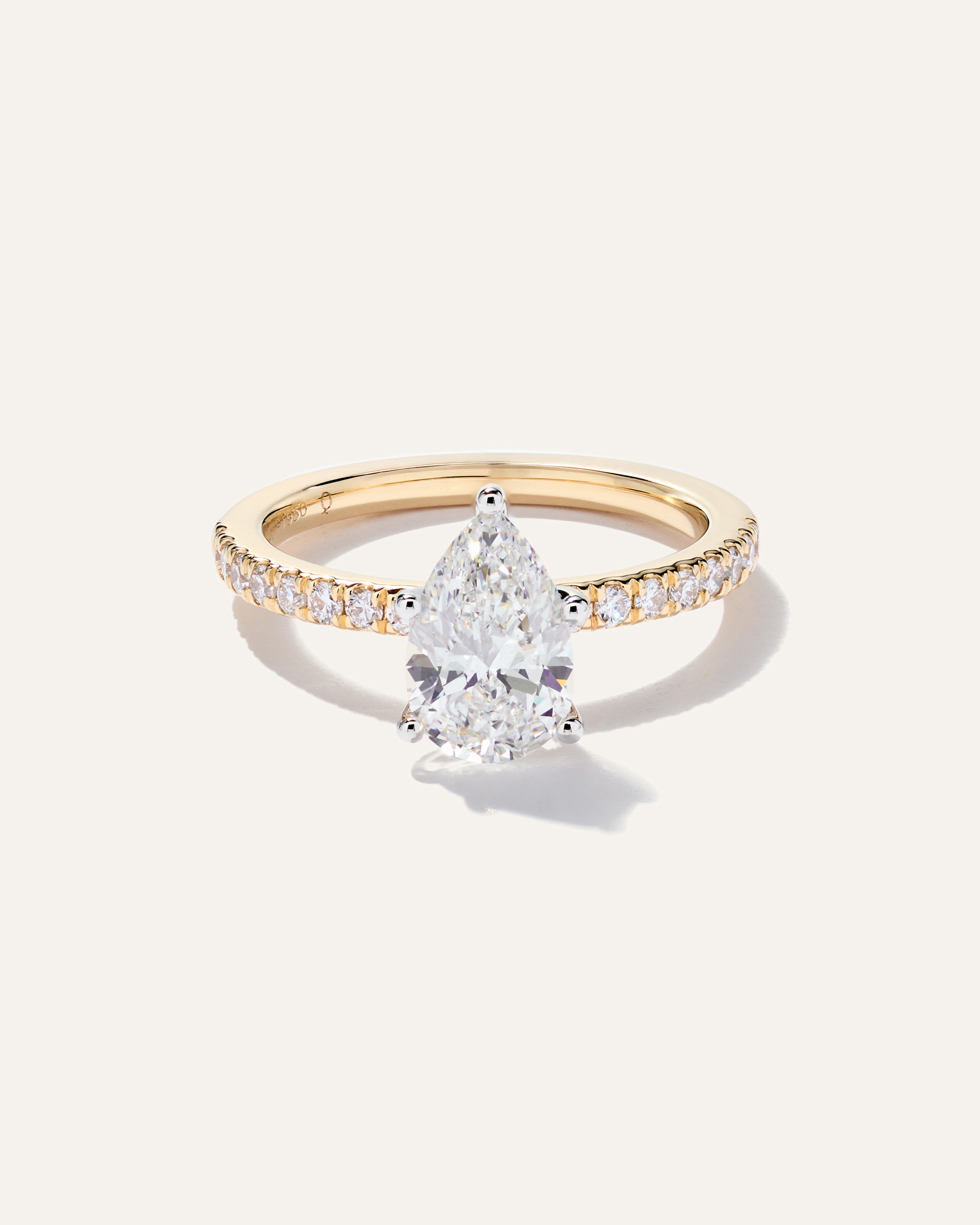 Lab Grown Diamond Pear Petite Pave Engagement Ring - 1.5ct