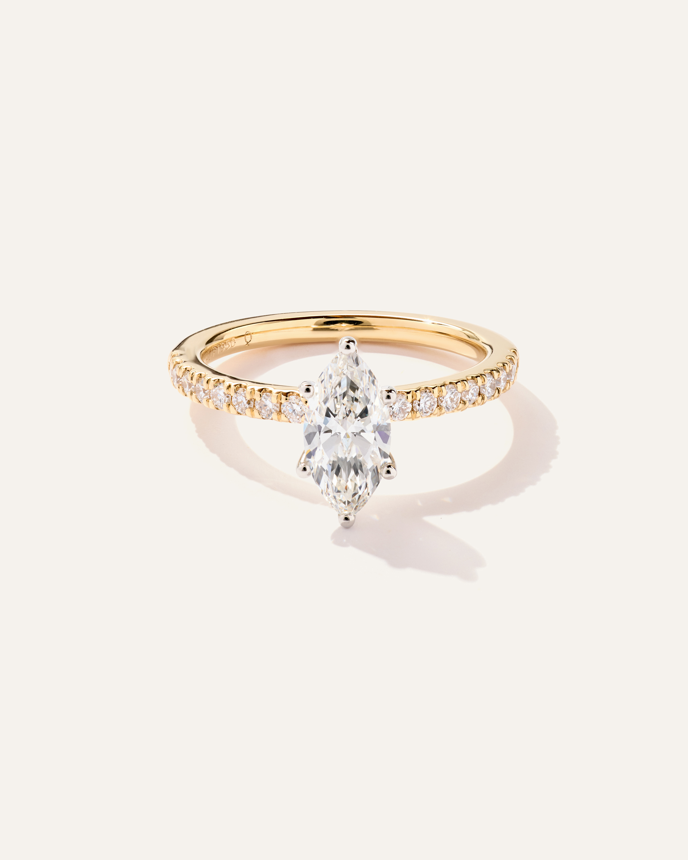 Lab Grown Diamond Marquise Petite Pave Engagement Ring - 1ct