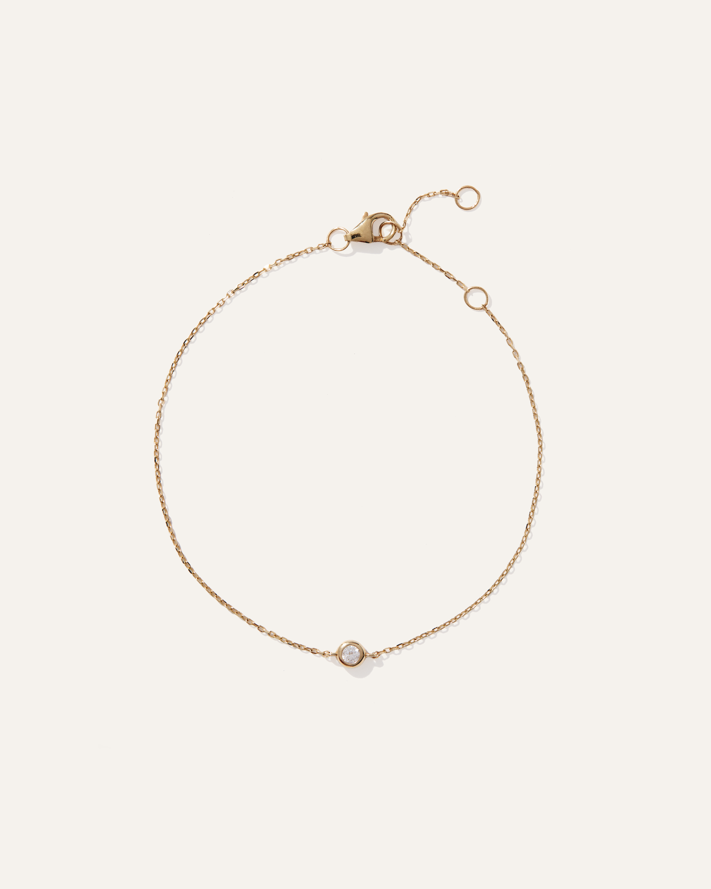14K Gold Diamond Solitaire Bezel Bracelet