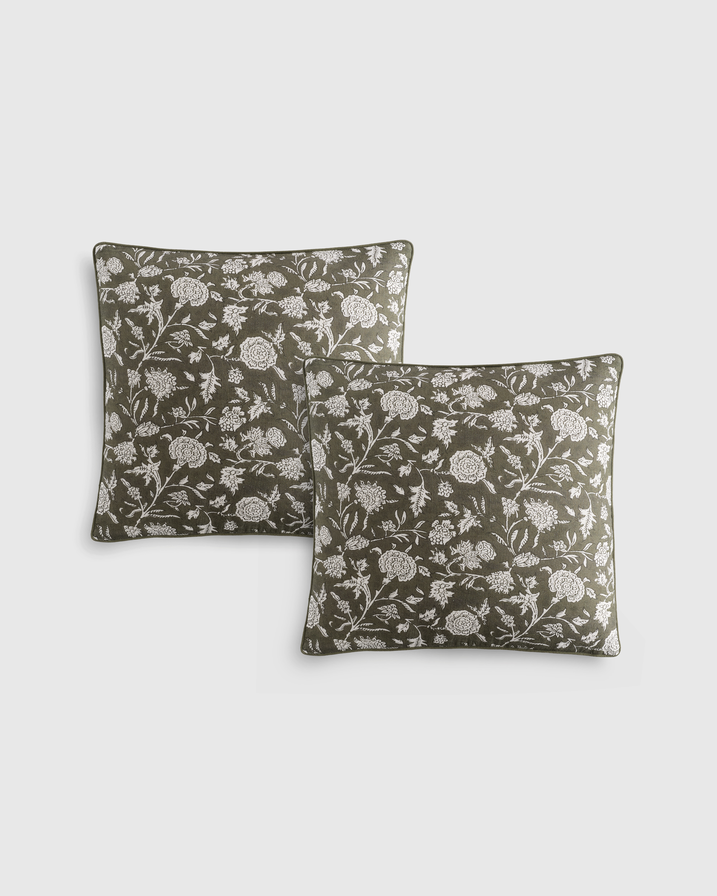 Linen Cotton Botanical Pillow Cover (Set of 2)