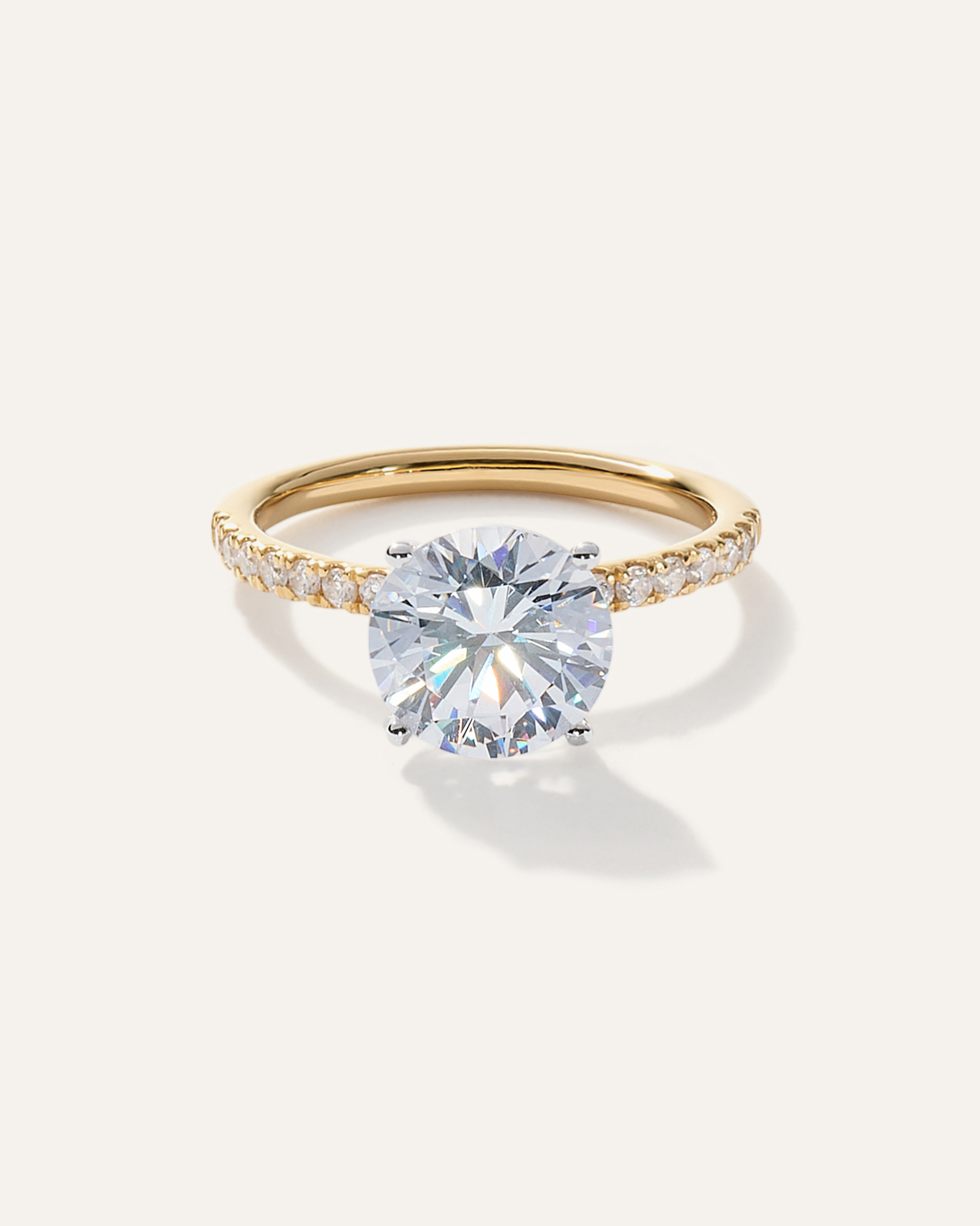 Lab Grown Diamond Round Petite Pave Engagement Ring - 3ct