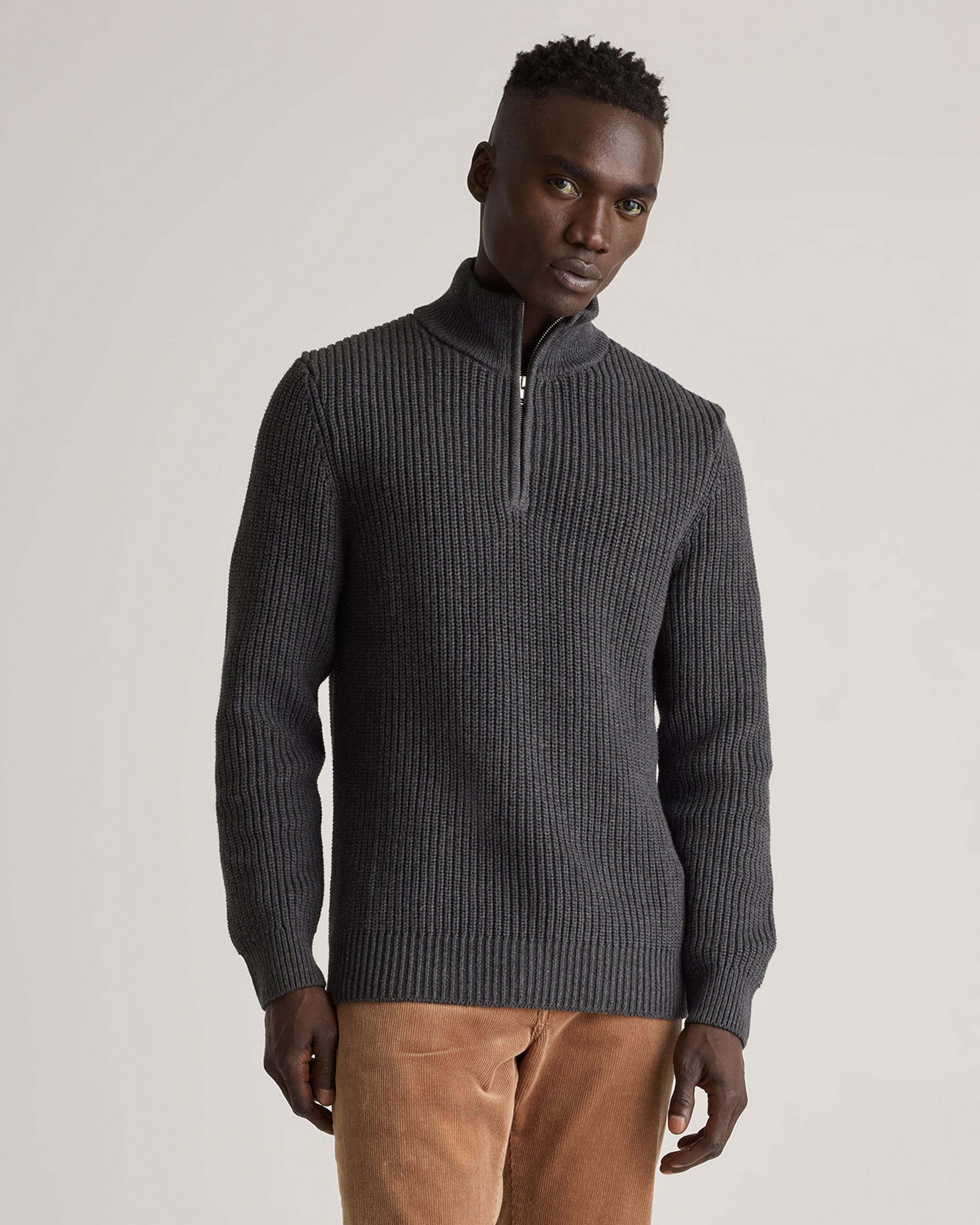 100% Organic Cotton Fisherman Quarter-Zip Sweater
