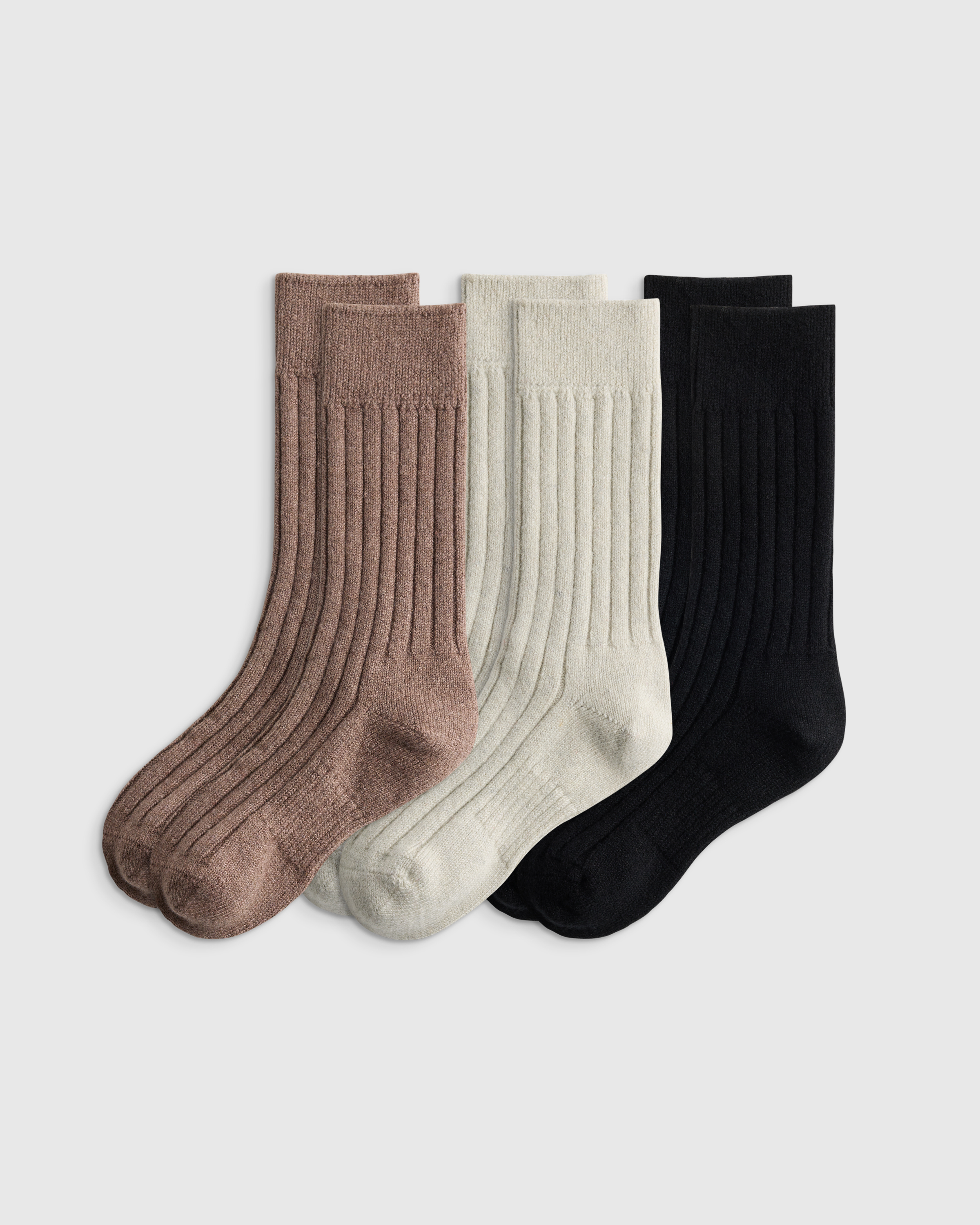 Merino Cashmere Blend Ribbed Crew Sock (3-Pack)