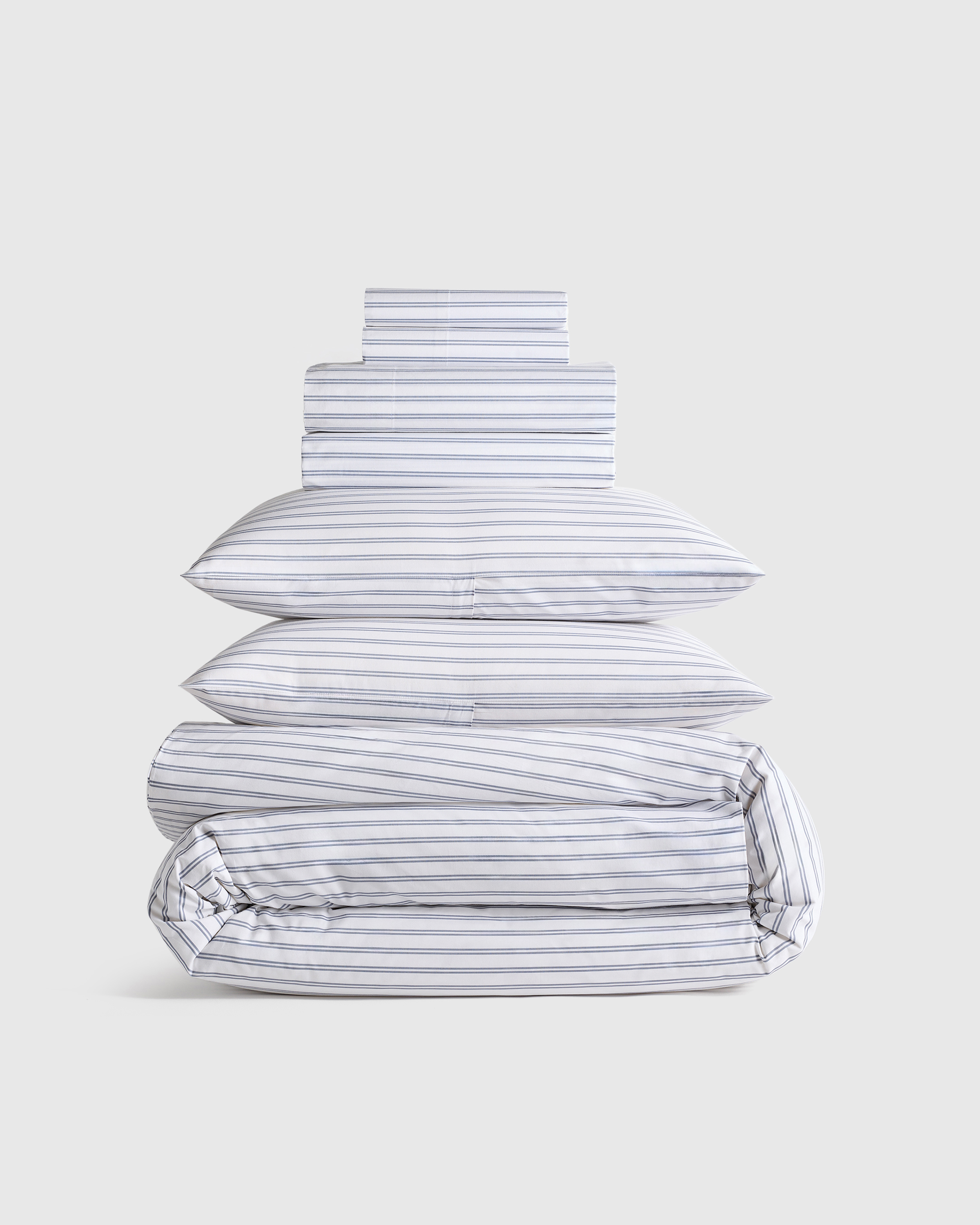 Organic Crisp Percale Double Stripe Deluxe Bedding Bundle