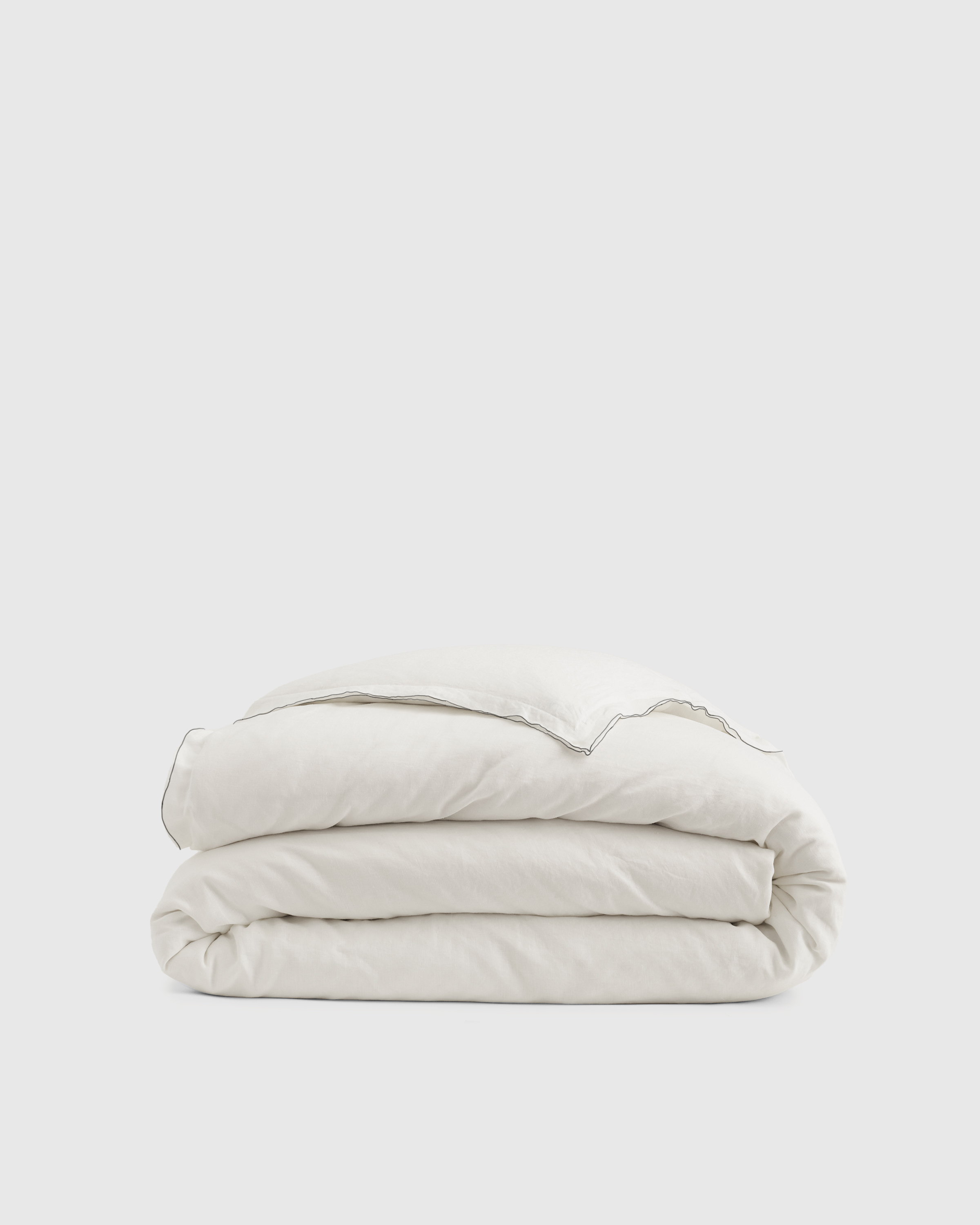 European Linen Double Embroidered Edge Duvet Cover