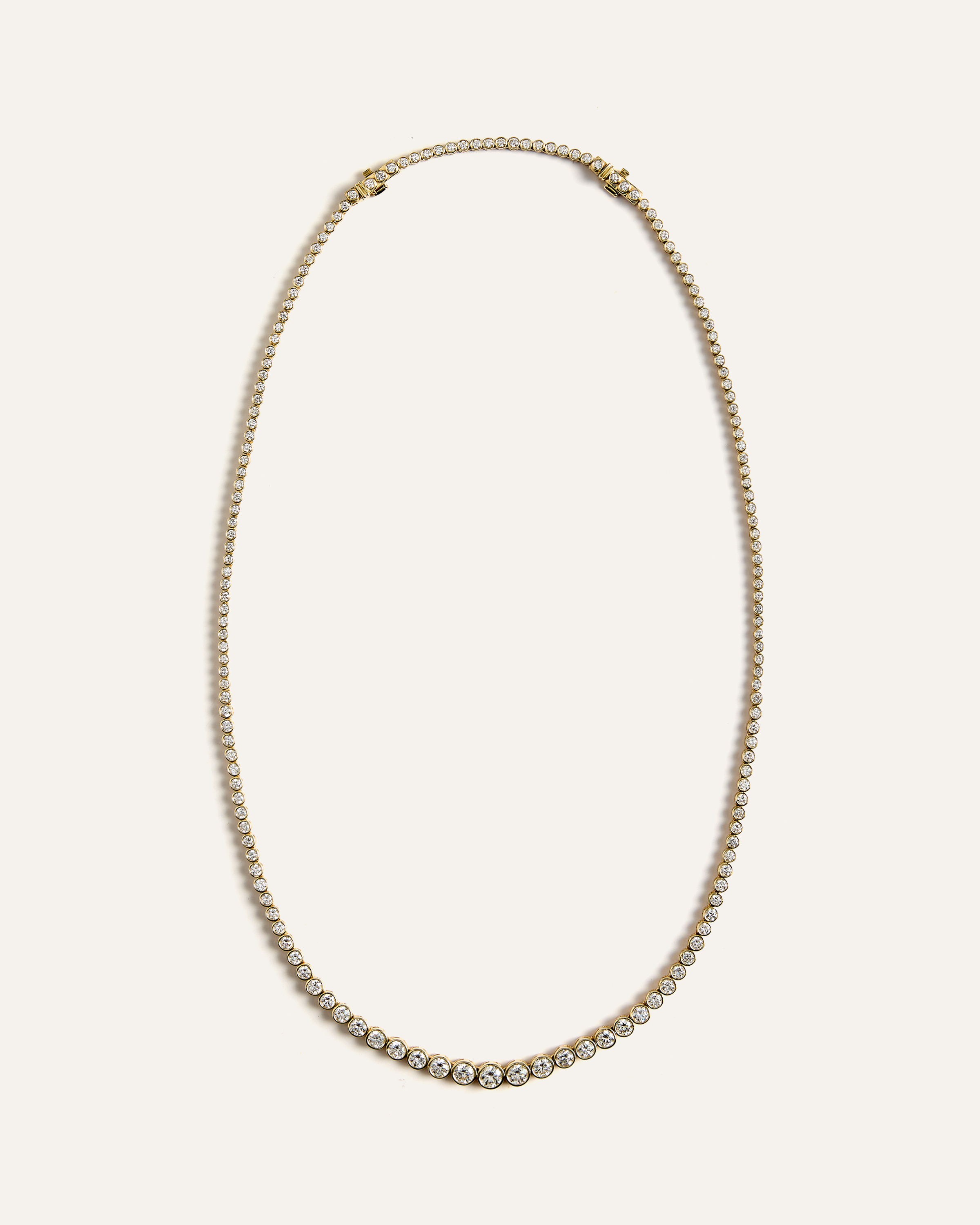 14K Gold Lab Grown Diamond Bezel Set Graduated Tennis Necklace - 7ctw