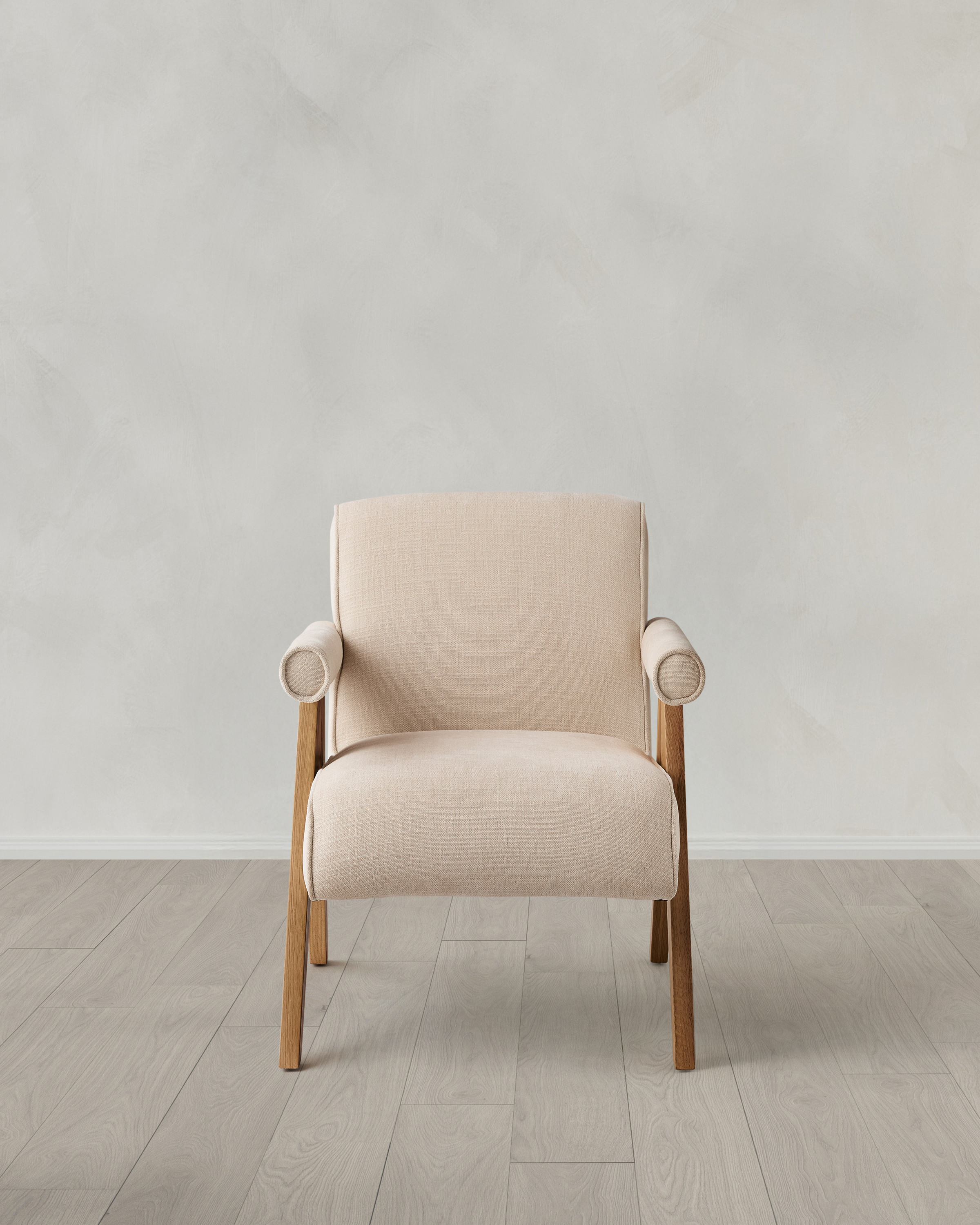 Solid Wood and Performance Chenille V-Leg Chair
