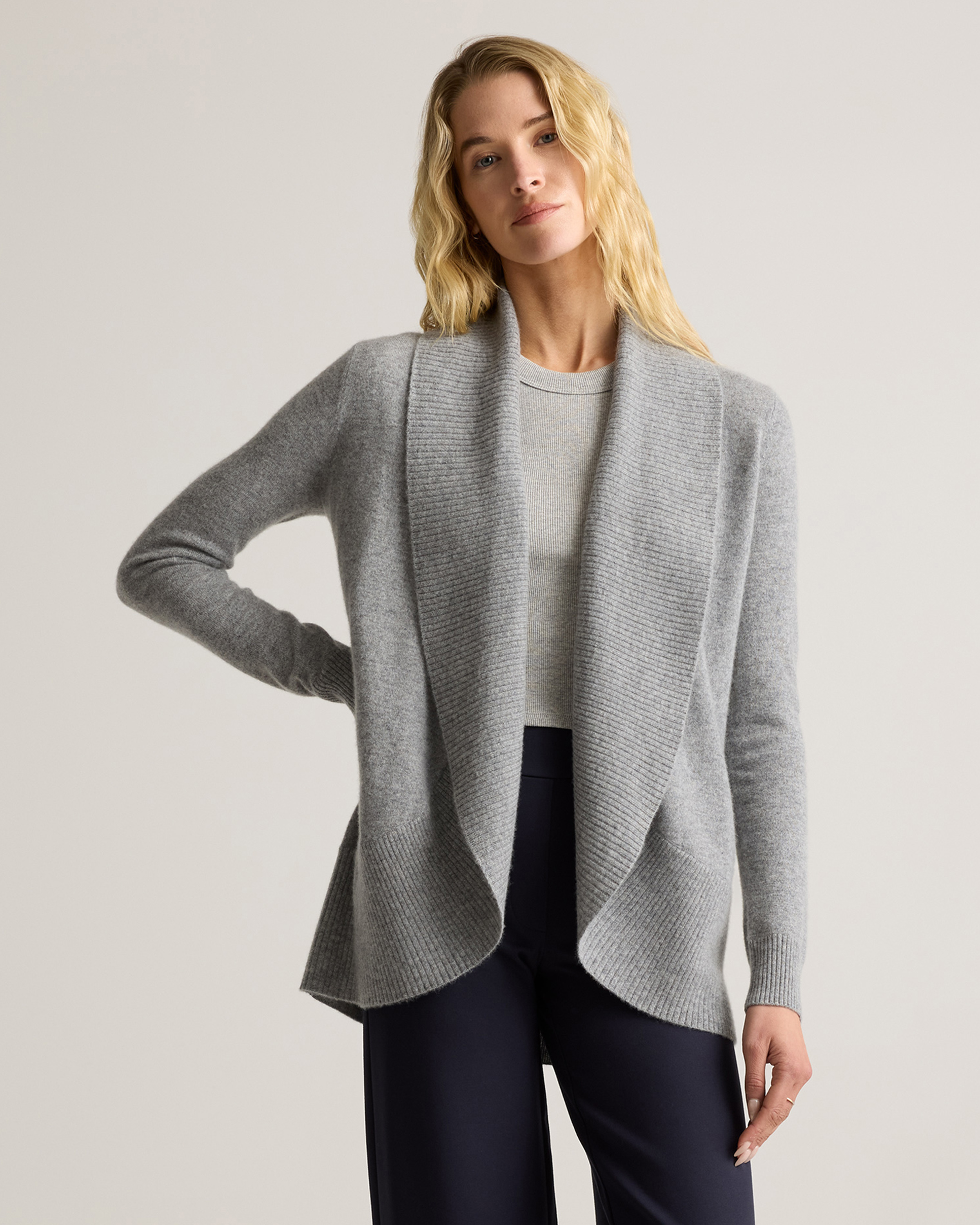 Mongolian Cashmere Open Cardigan Sweater