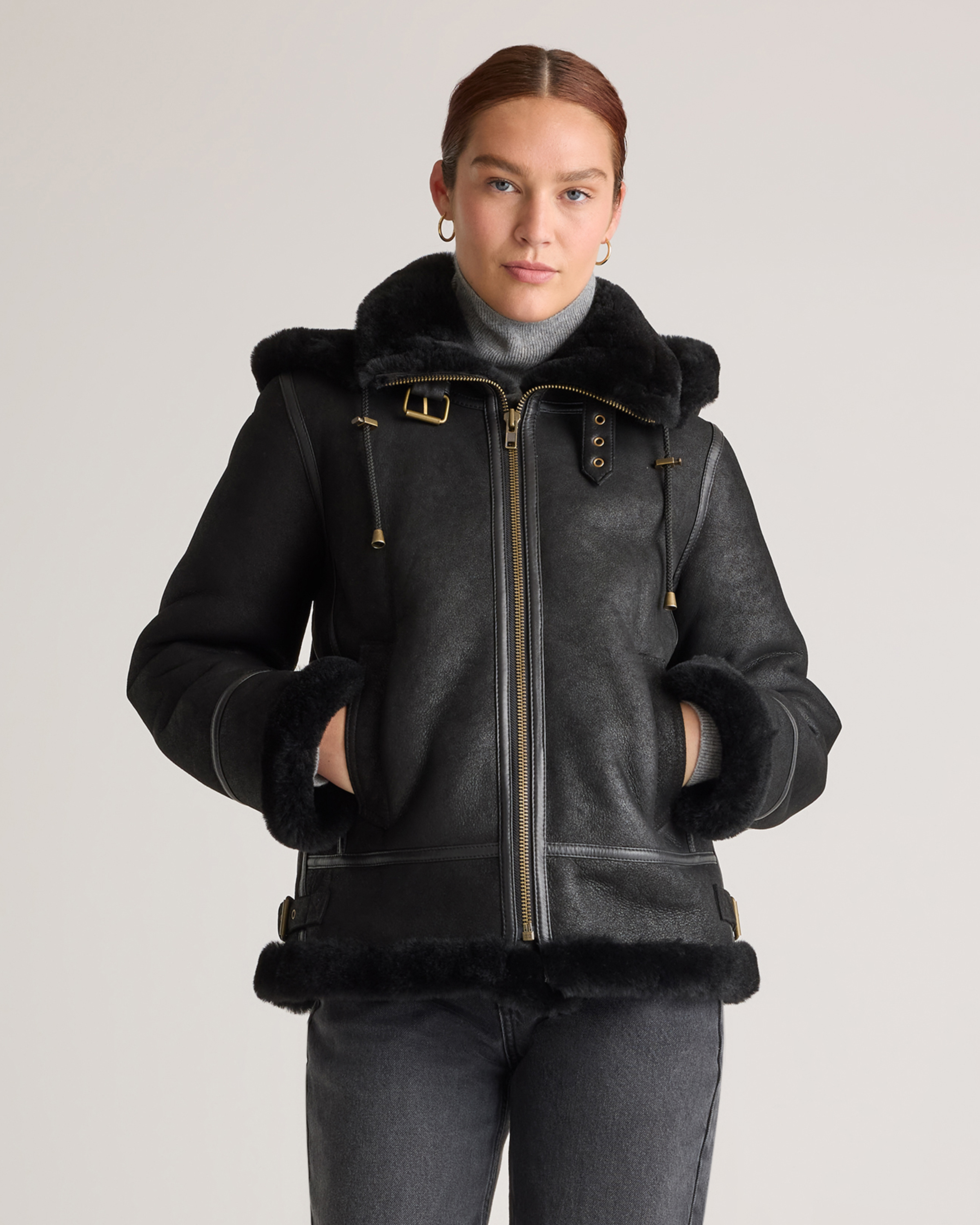 100% Shearling Cold Weather Bomber Jacket