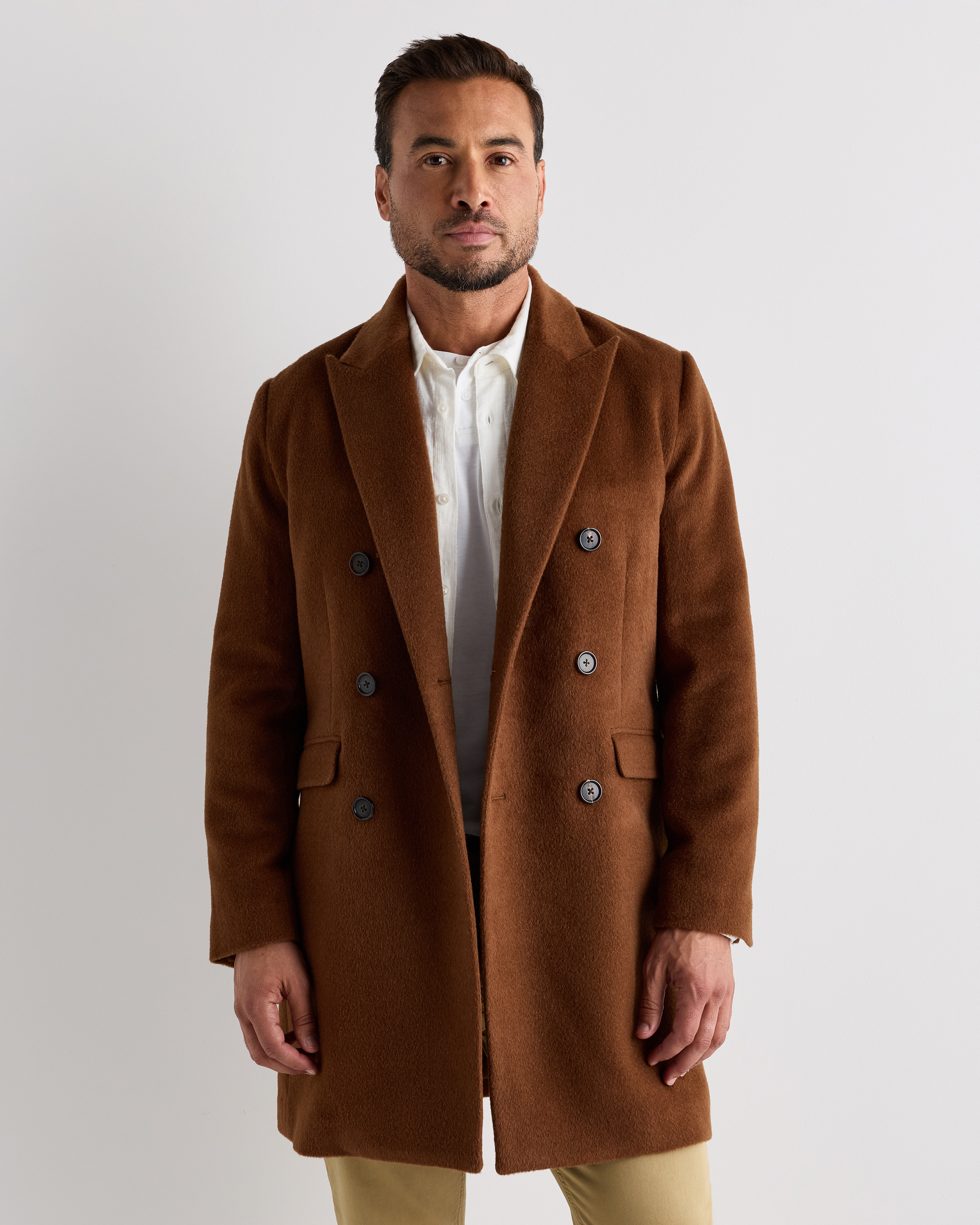 Camel Hair Double-Breasted Overcoat