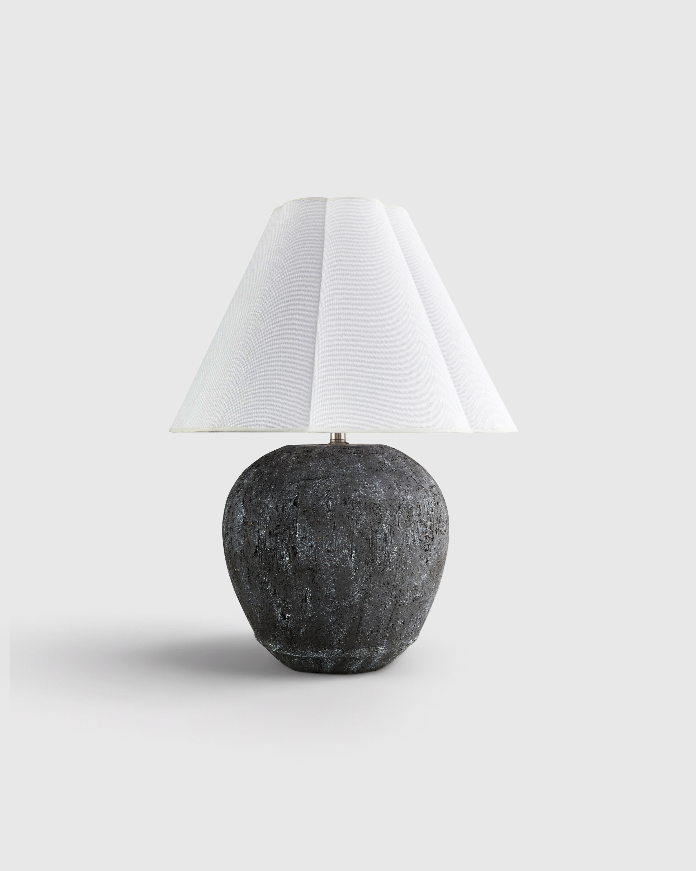 Rustic Cement Table Lamp with Fluted Shade