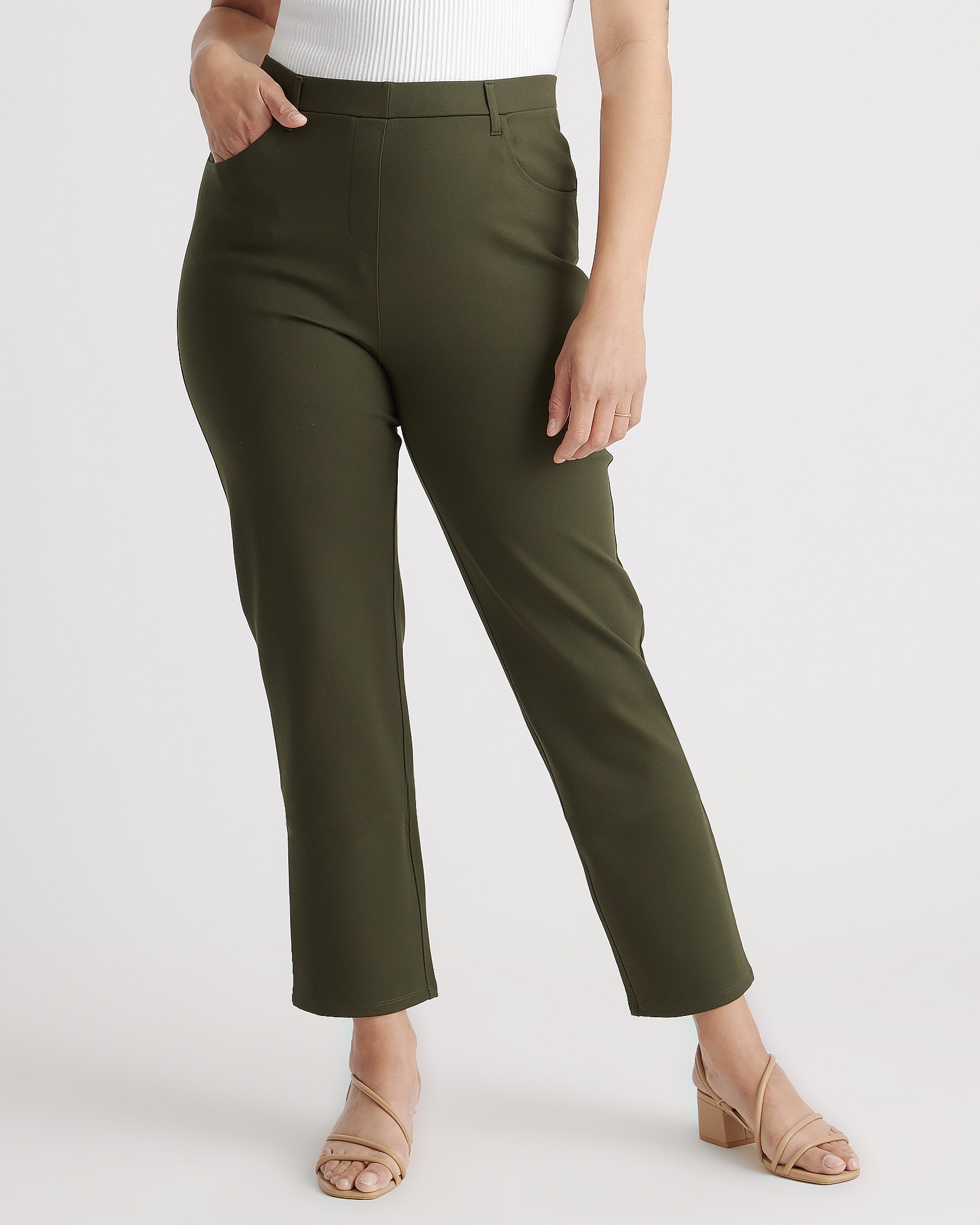 Ultra-Stretch Ponte Straight Leg 4-Pocket Pants