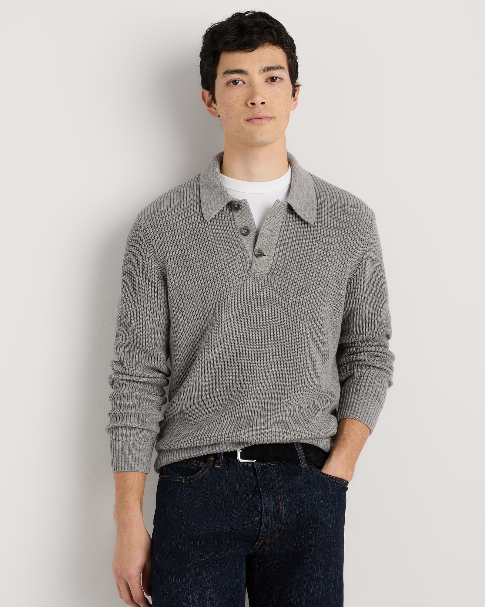 100% Organic Cotton Ribbed Polo Sweater