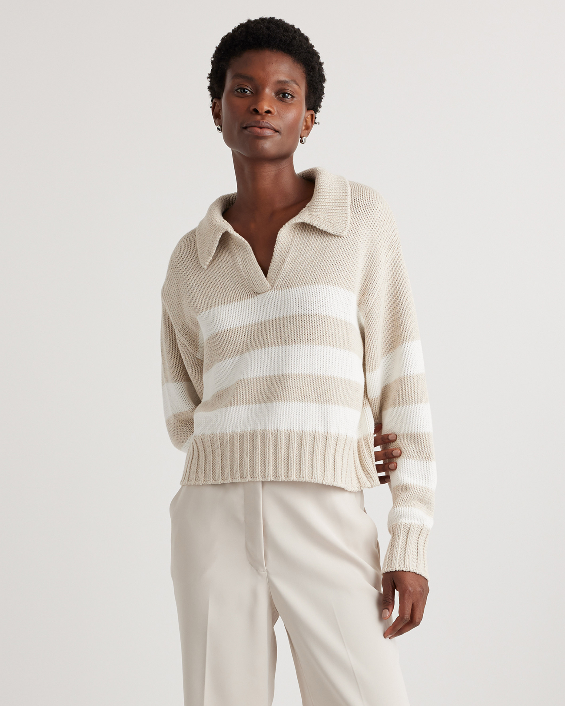 100% Organic Cropped Cotton Polo Sweater