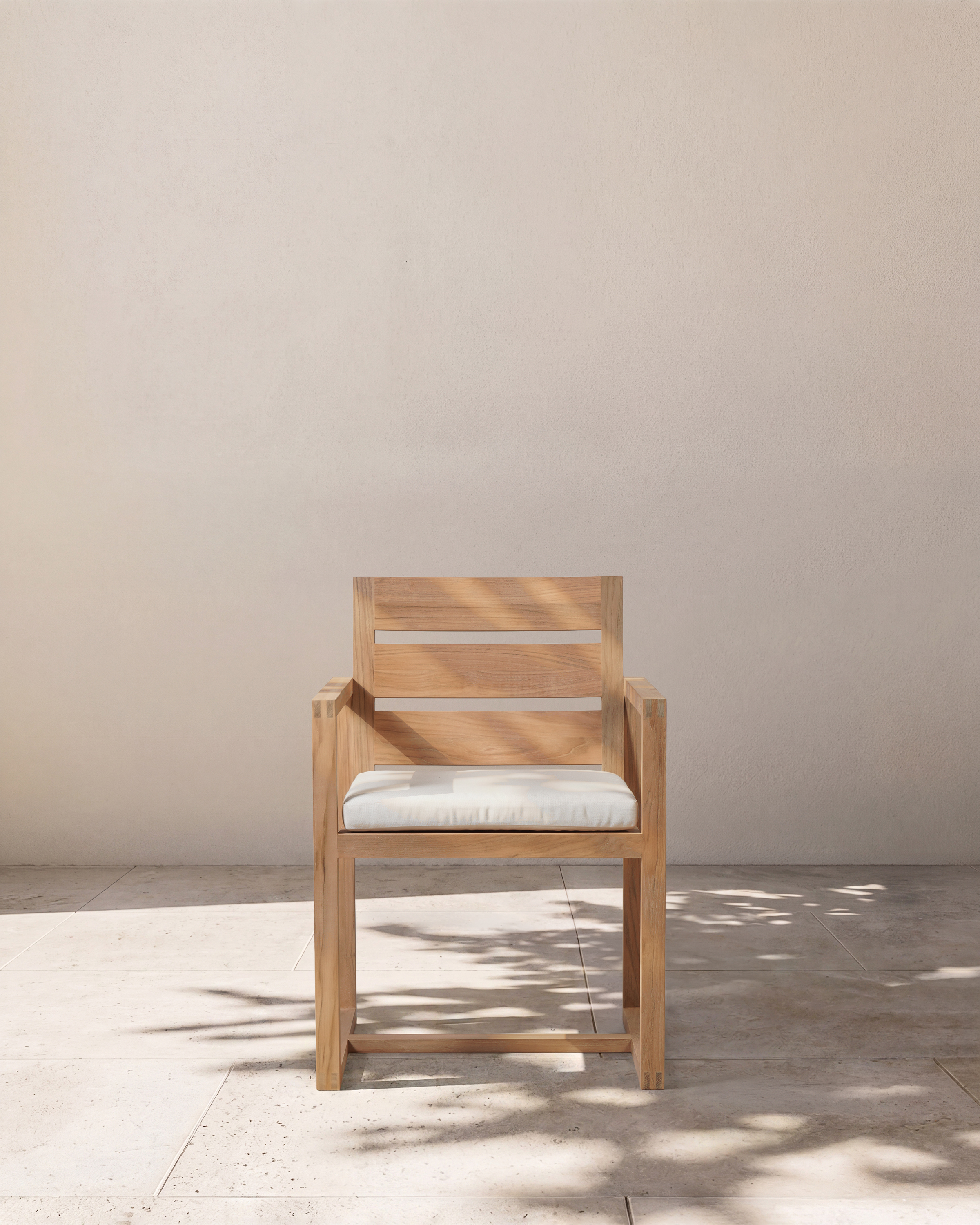 Linear Solid Teak Outdoor Dining Armchair