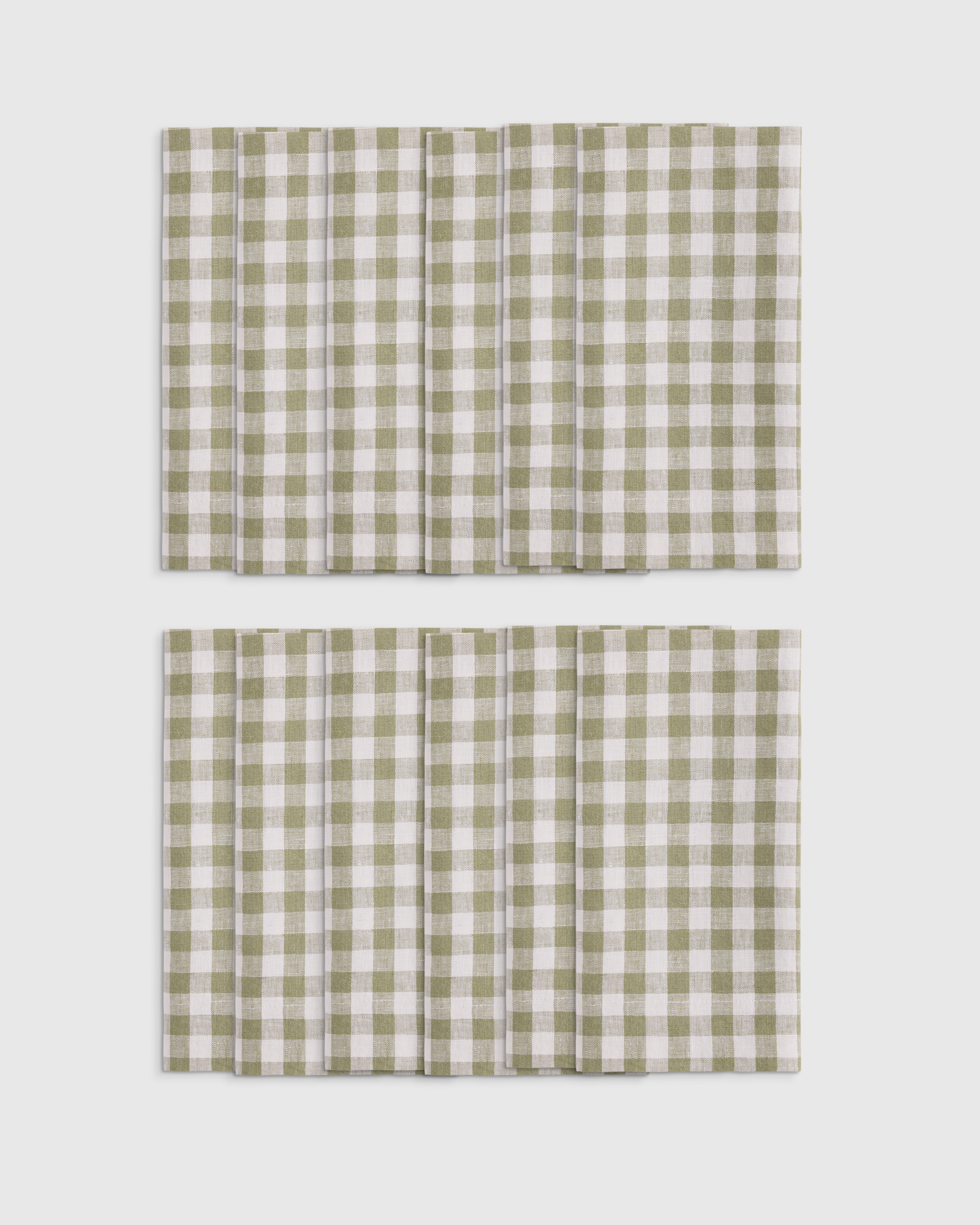 European Linen Wide-Hem Gingham Napkins, Set of 12