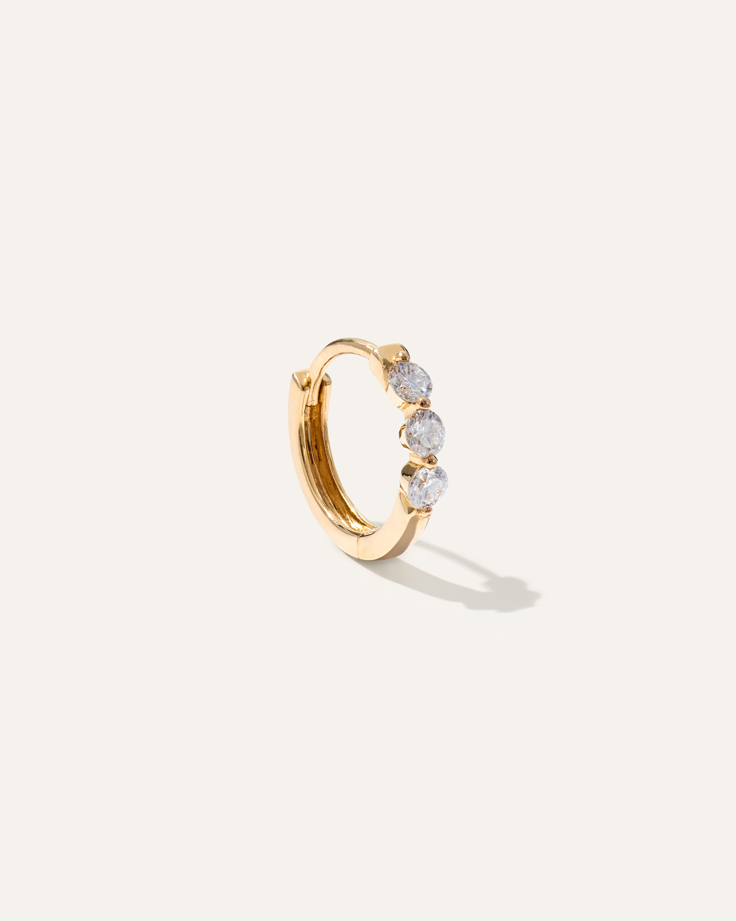 14K Gold Lab Grown Diamond Shared Prong Huggie