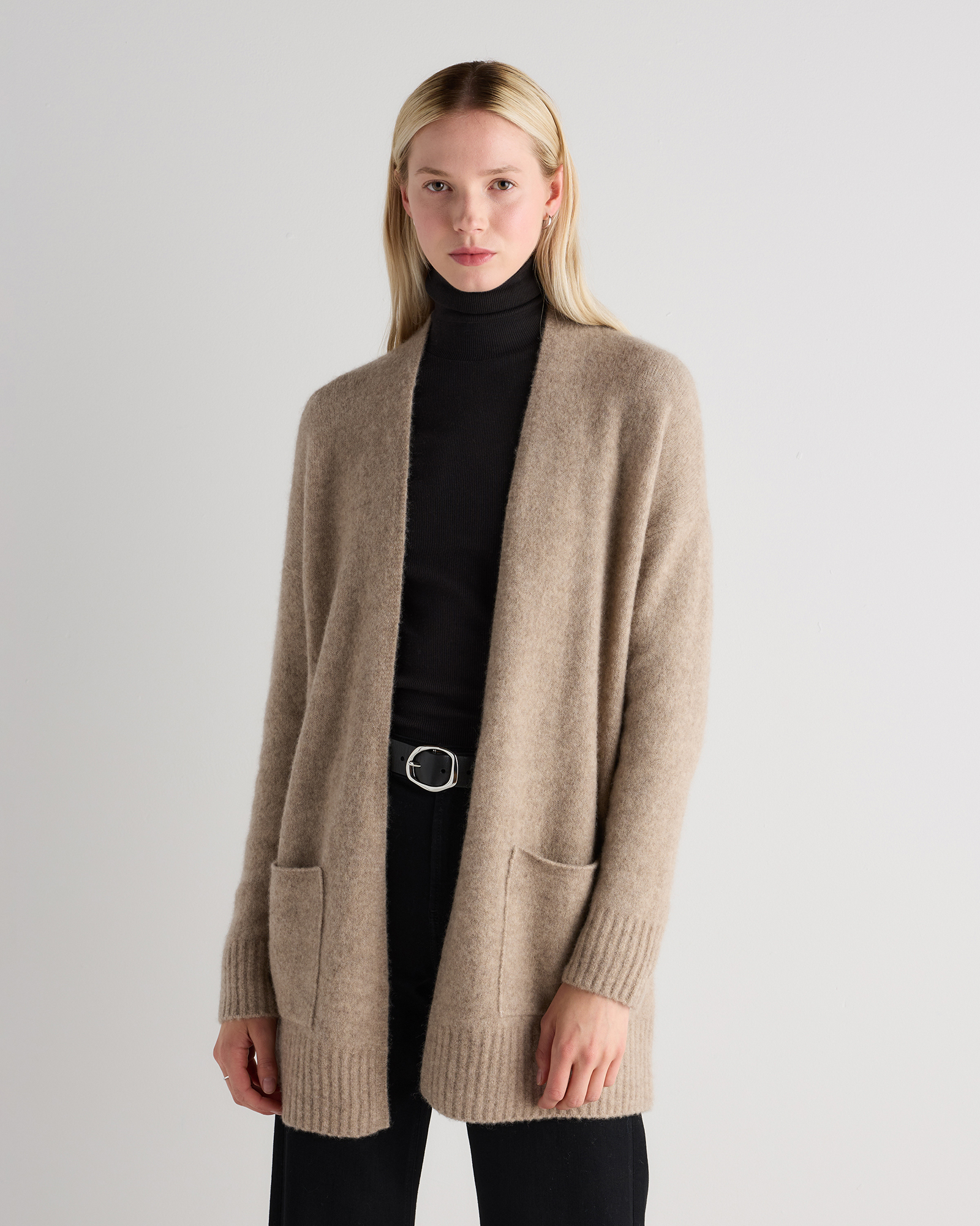 Cashmere Silk Boucle Open Cardigan
