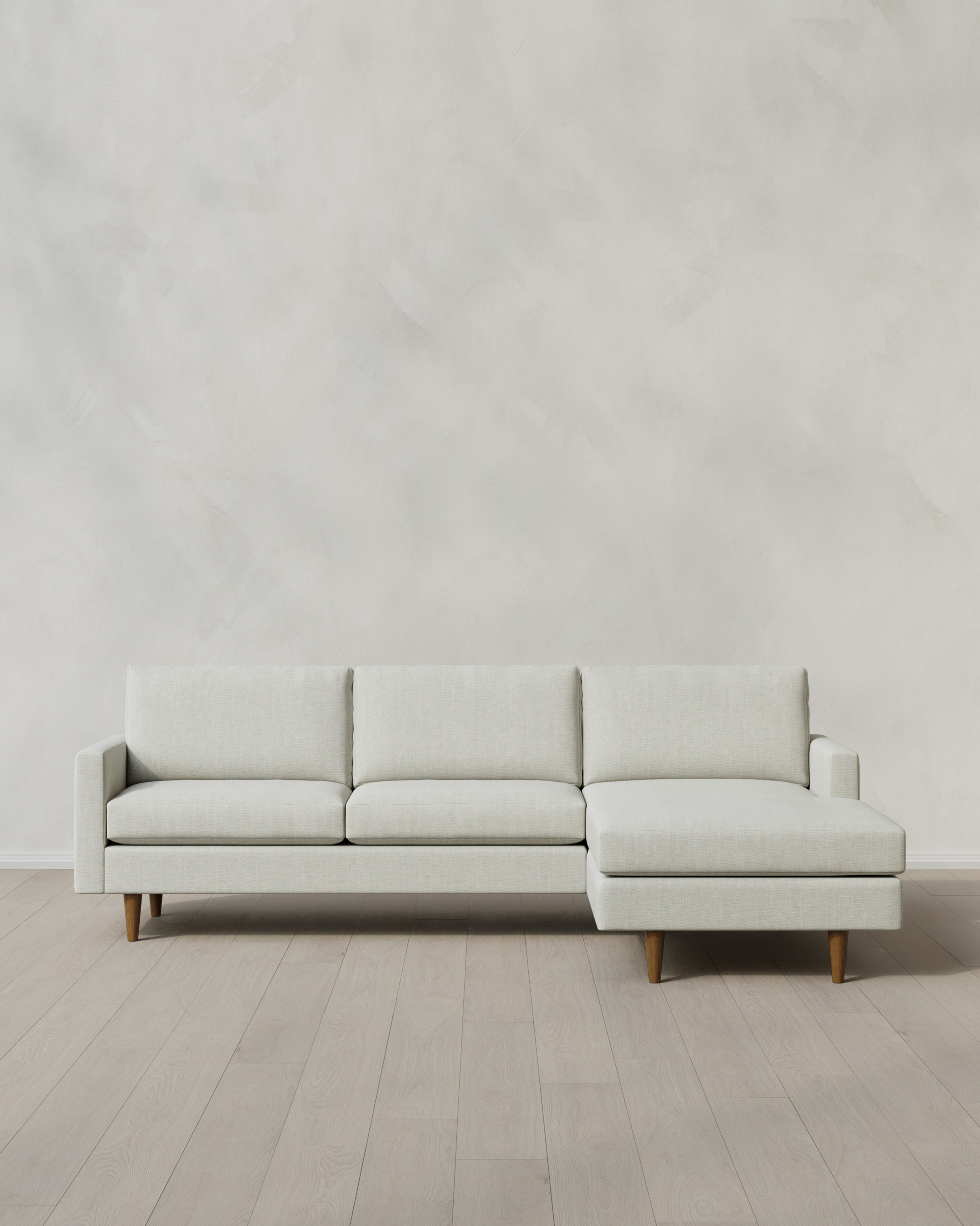 Atlas Midcentury Chaise Sectional in Performance Chenille Linen Blend