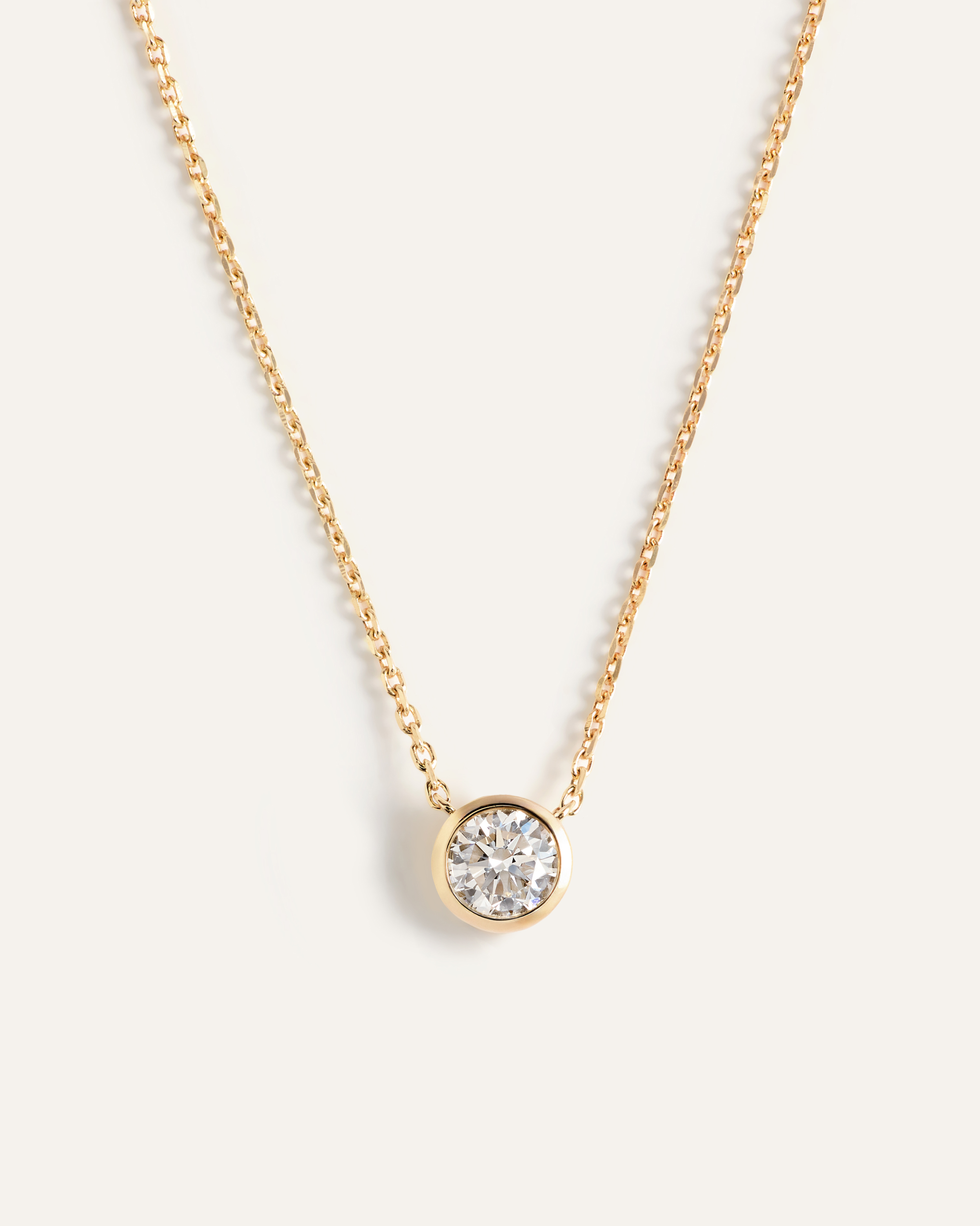 14K Gold Lab Grown Diamond Bezel Necklace