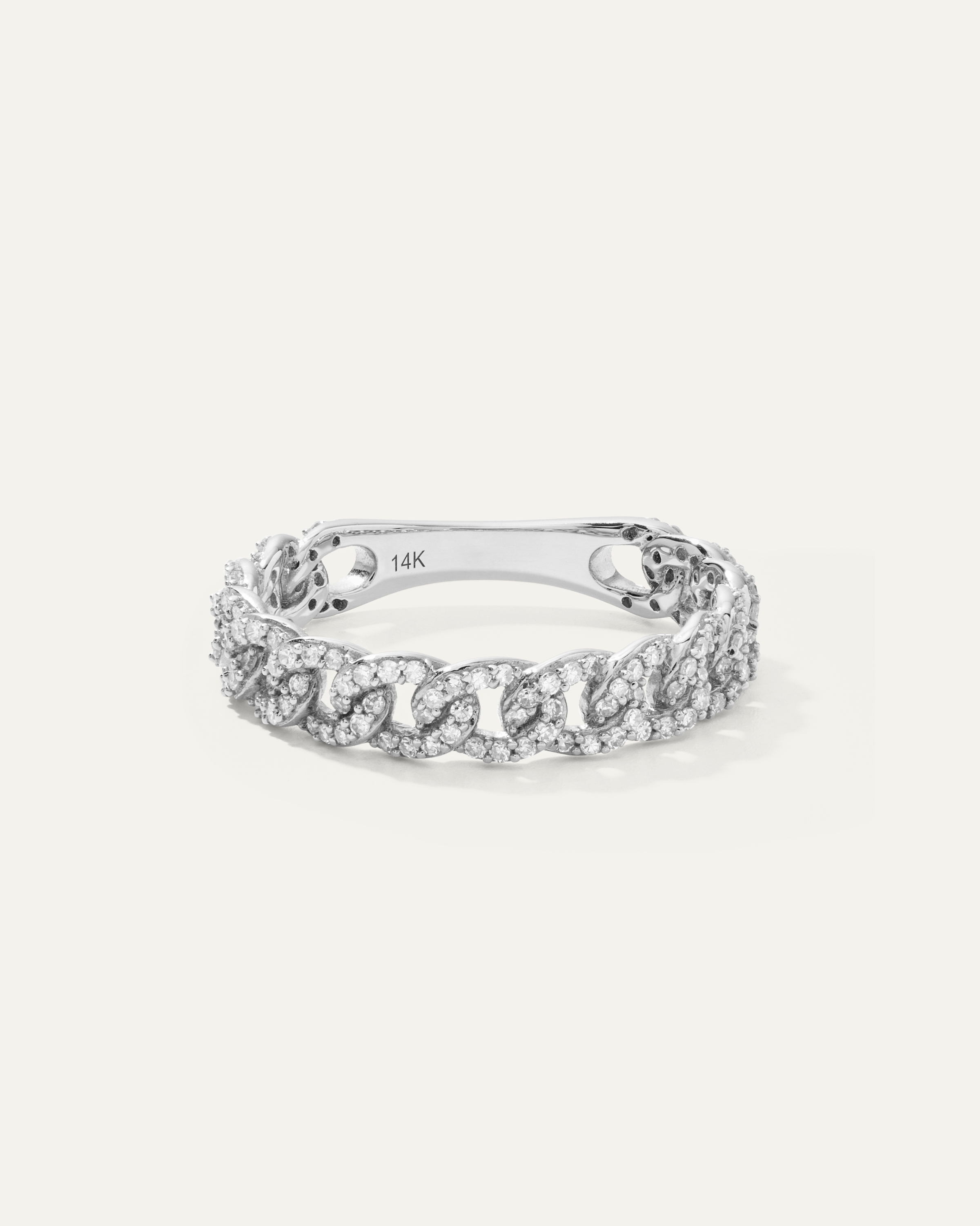 14K Gold Diamond Chain Ring