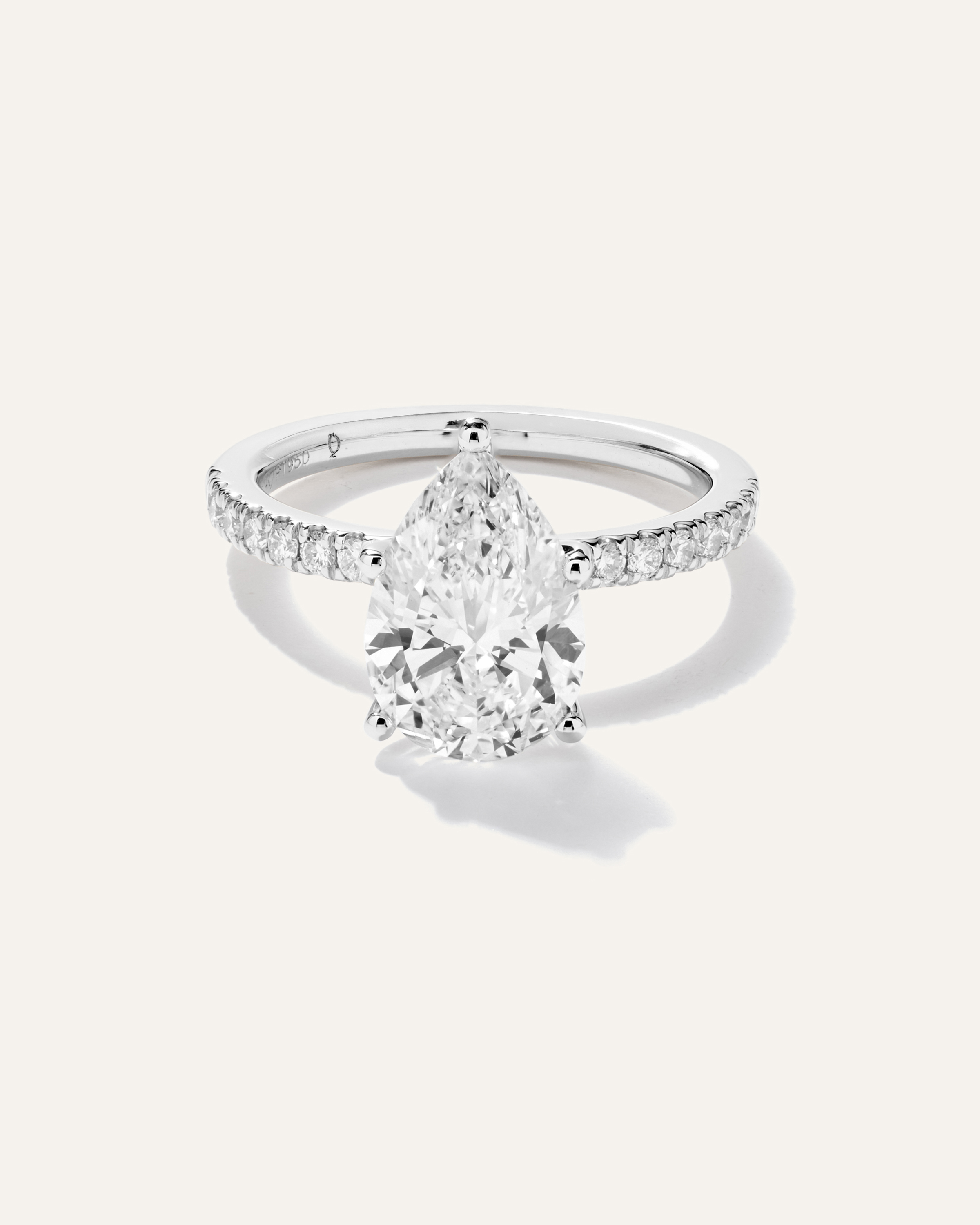 Lab Grown Diamond Pear Petite Pave Engagement Ring - 3ct