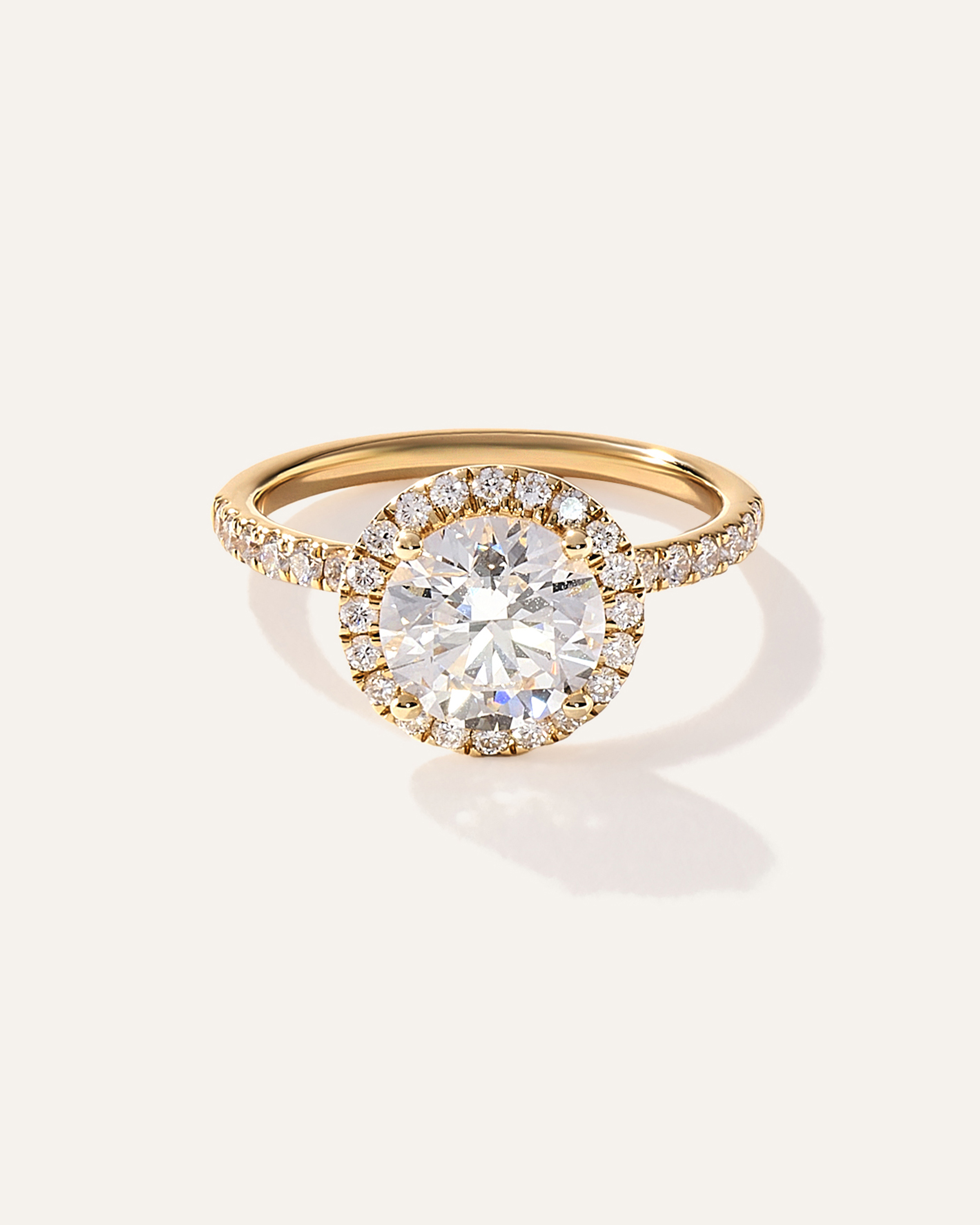 Lab Grown Diamond Round Halo Pave Engagement Ring - 2ct