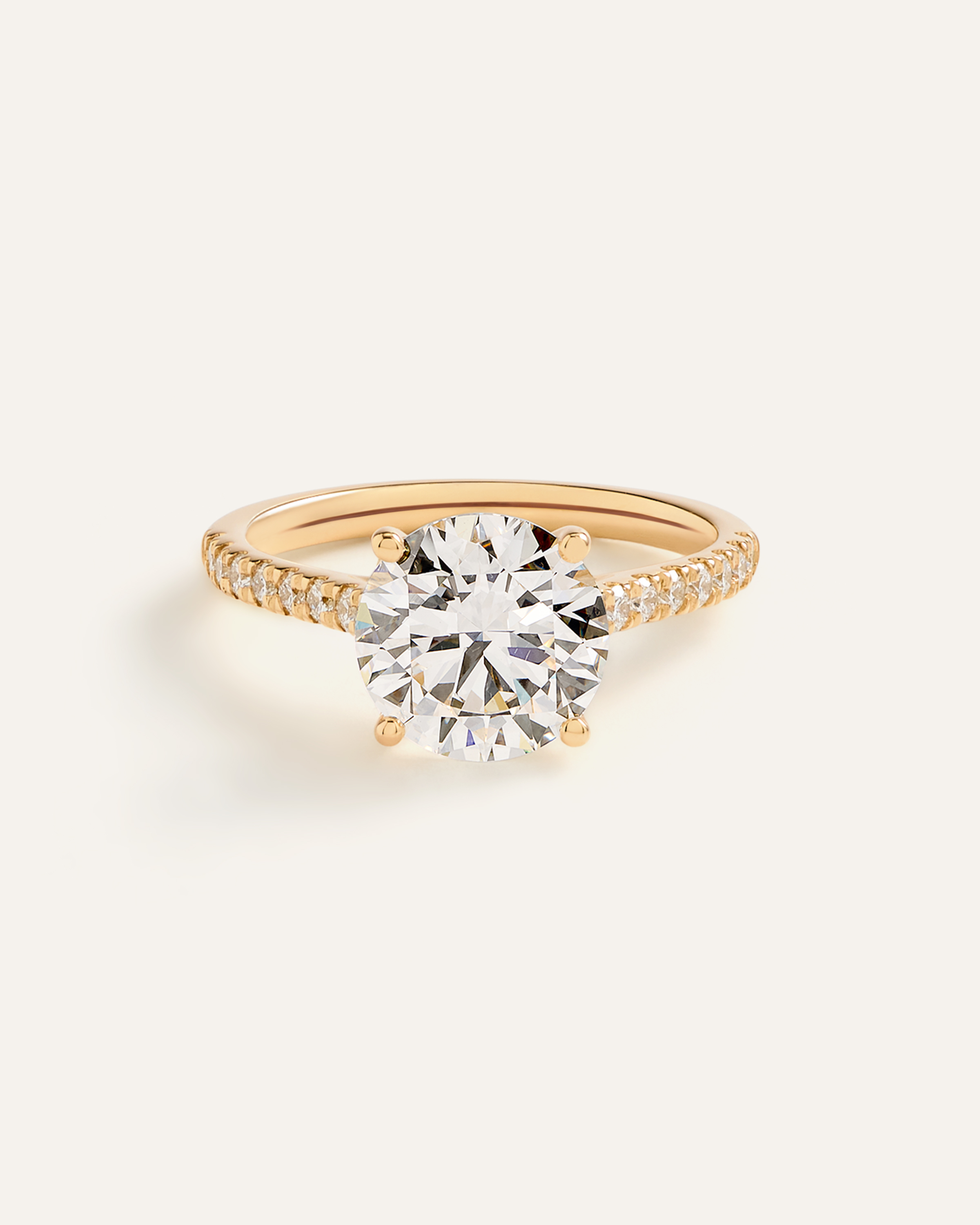 Lab Grown Diamond Round Pave Trellis Cathedral Engagement Ring - 3ct