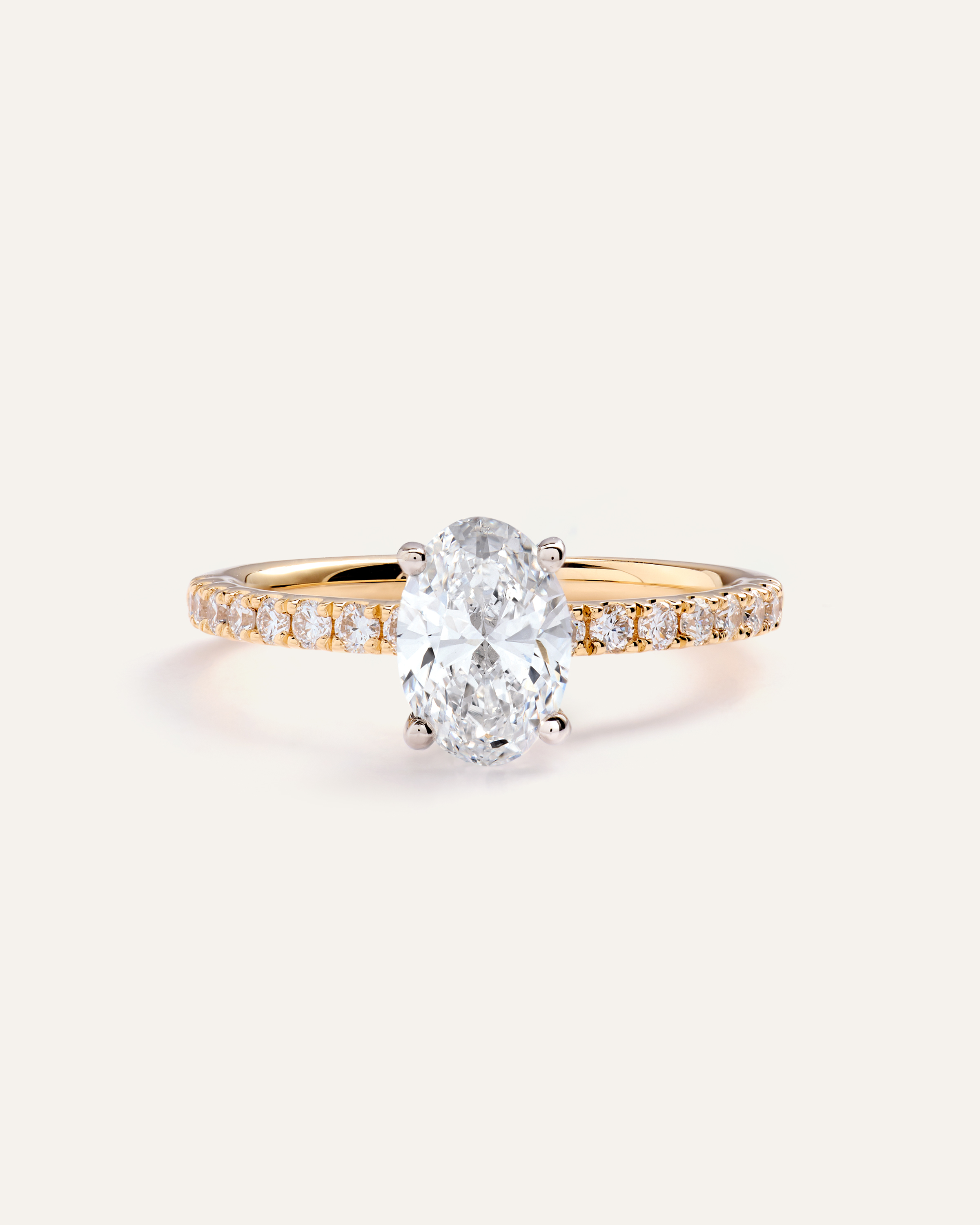 Lab Grown Diamond Oval Petite Pave Engagement Ring - 1ct
