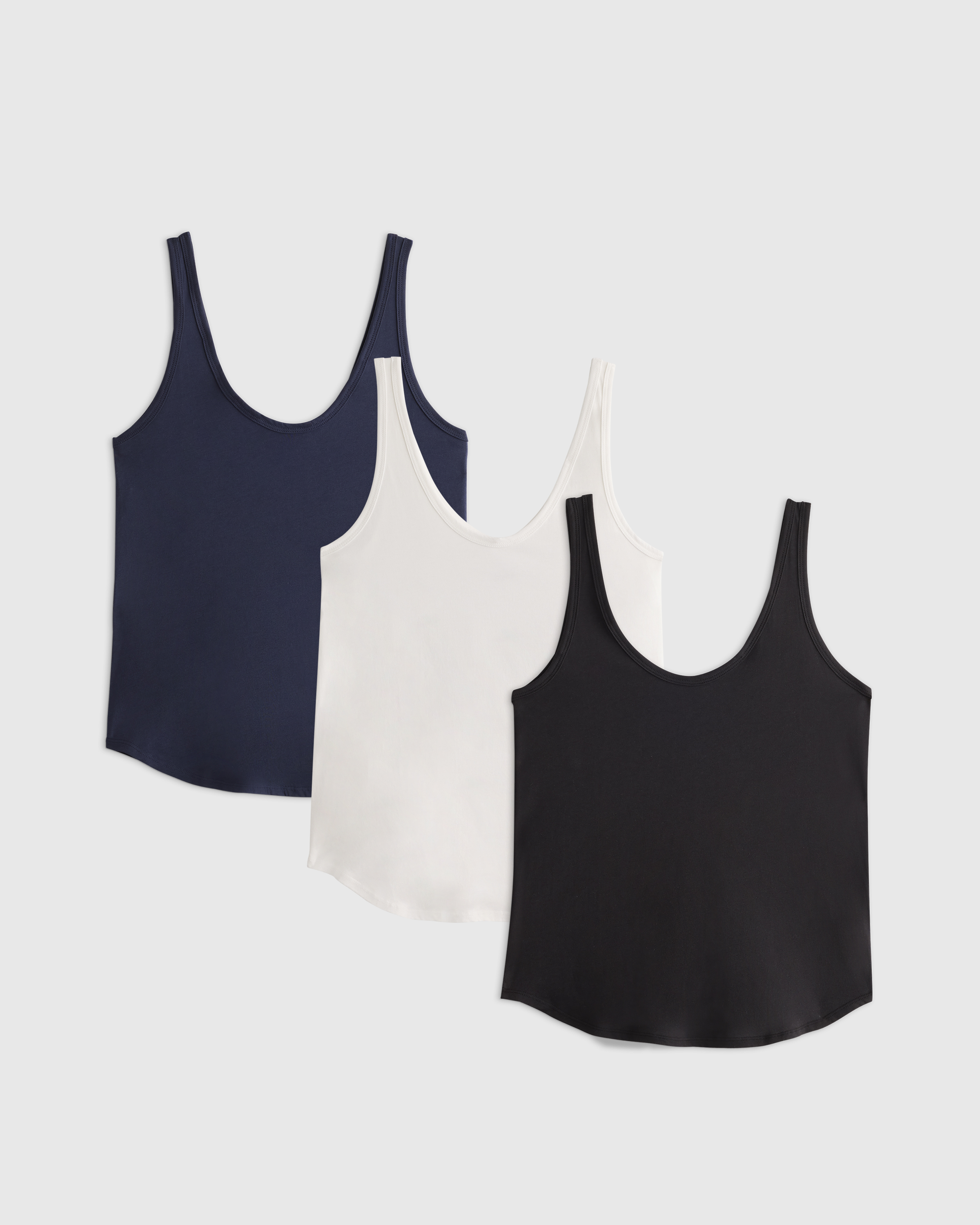 Cotton Modal Double Scoop Neck Tank 3 Pack