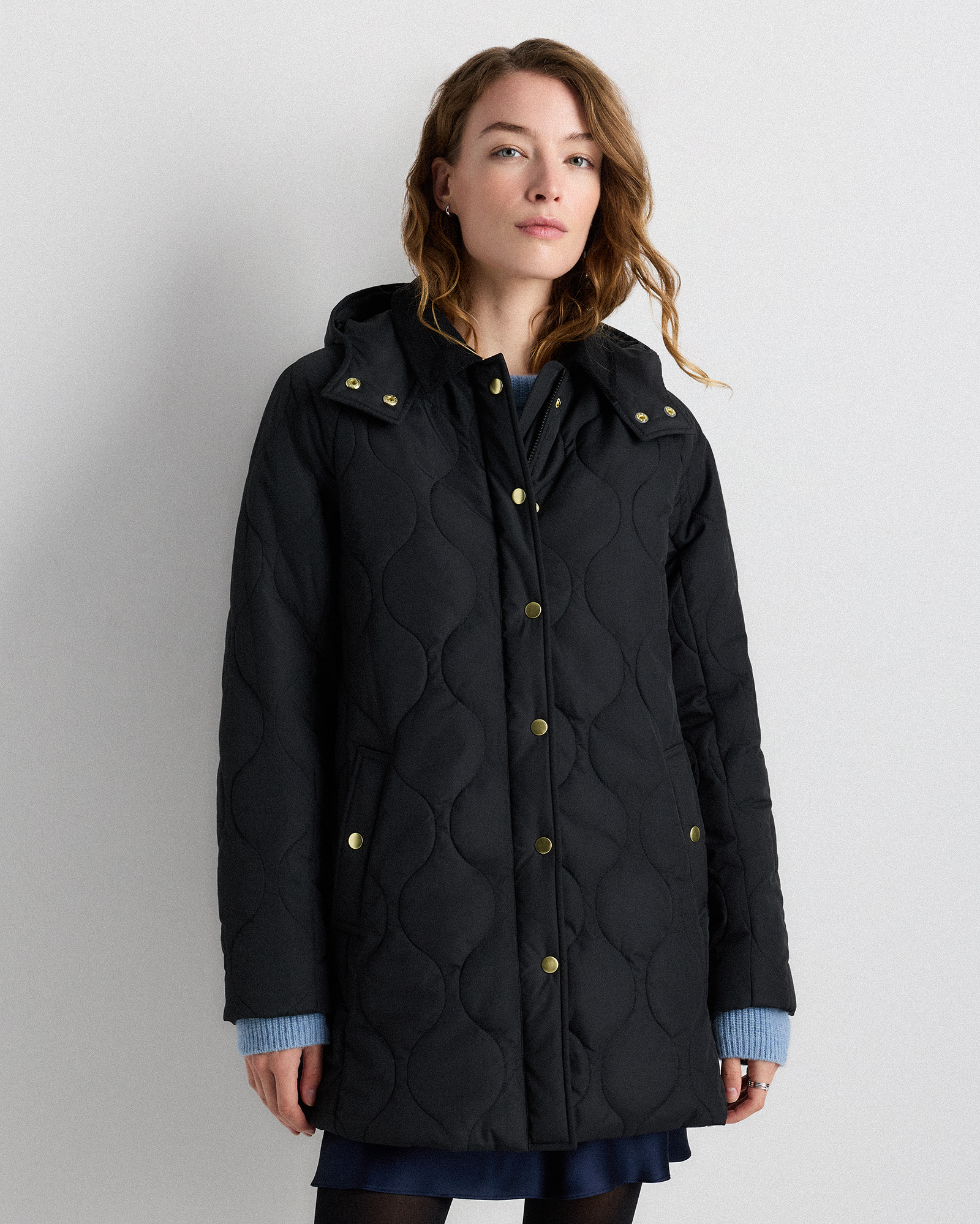 Featherless Quilted Hooded Long Puffer Jacket