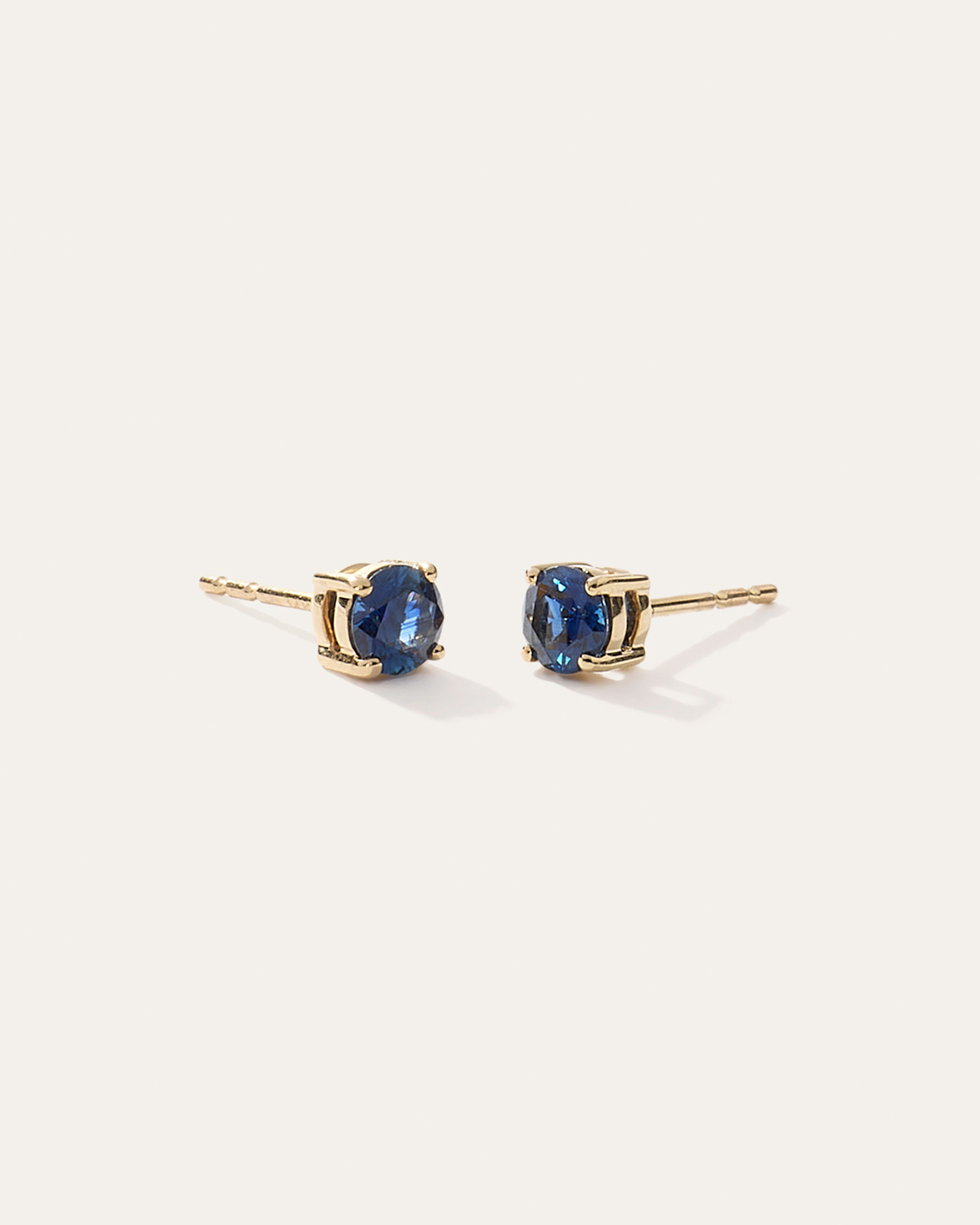 14K Gold Gemstone Solitaire Studs