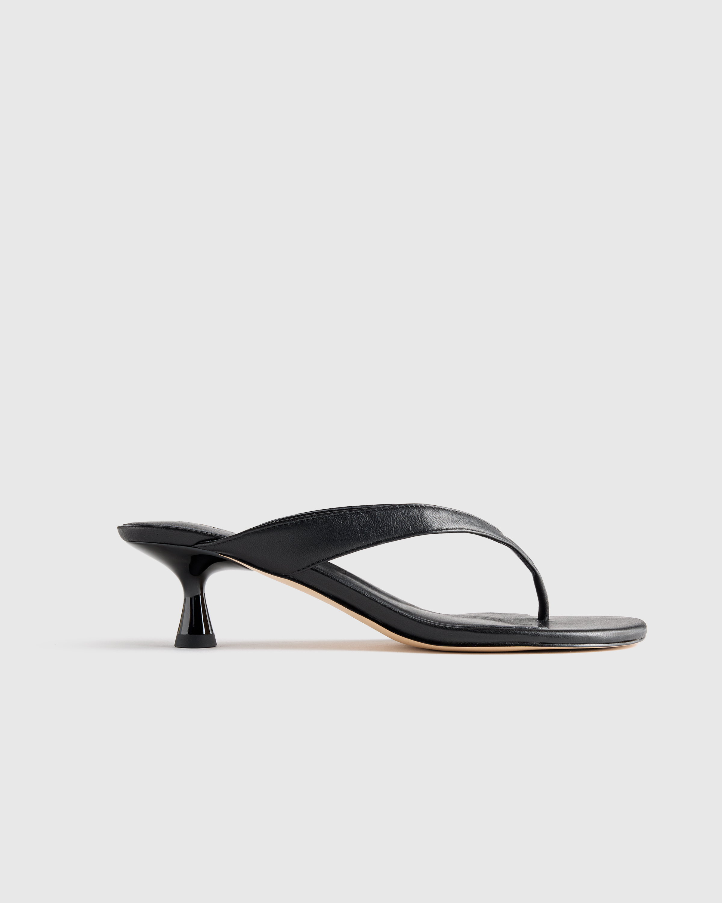 Italian Leather Thong Kitten Heel Sandal