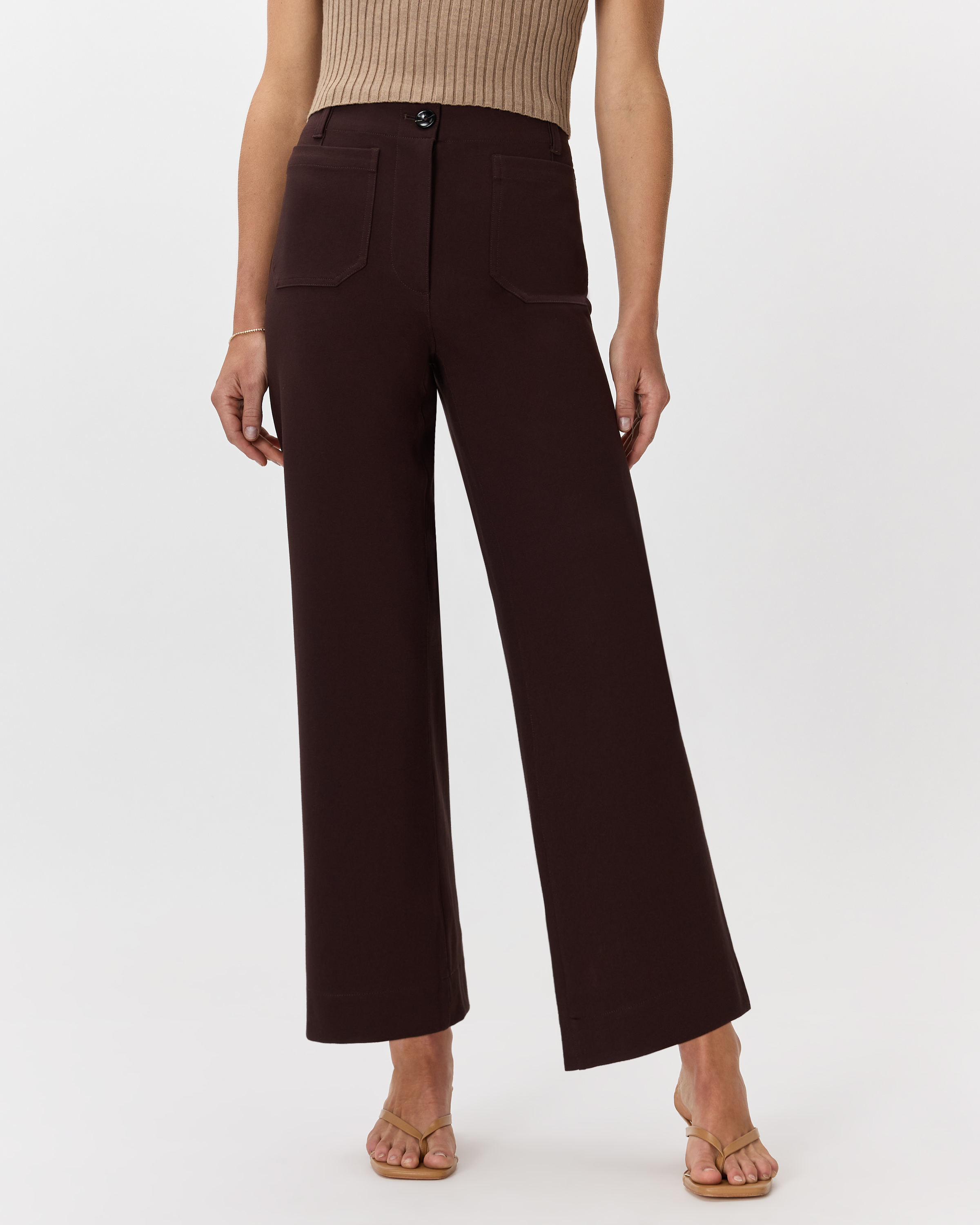 Ultra-Stretch Ponte Cropped Wide Leg Pants